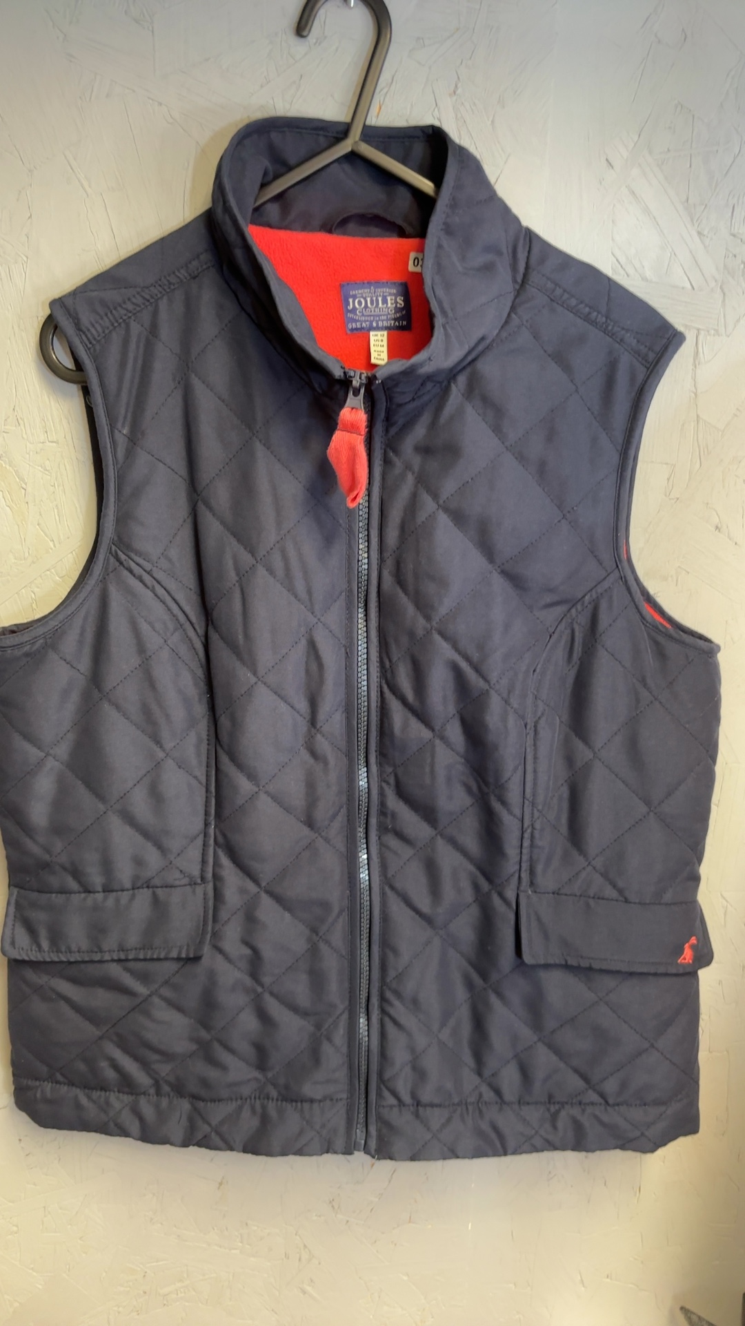 Joules Women's Navy Quilted Fleece-Lined Gilet UK 12 excellent condition