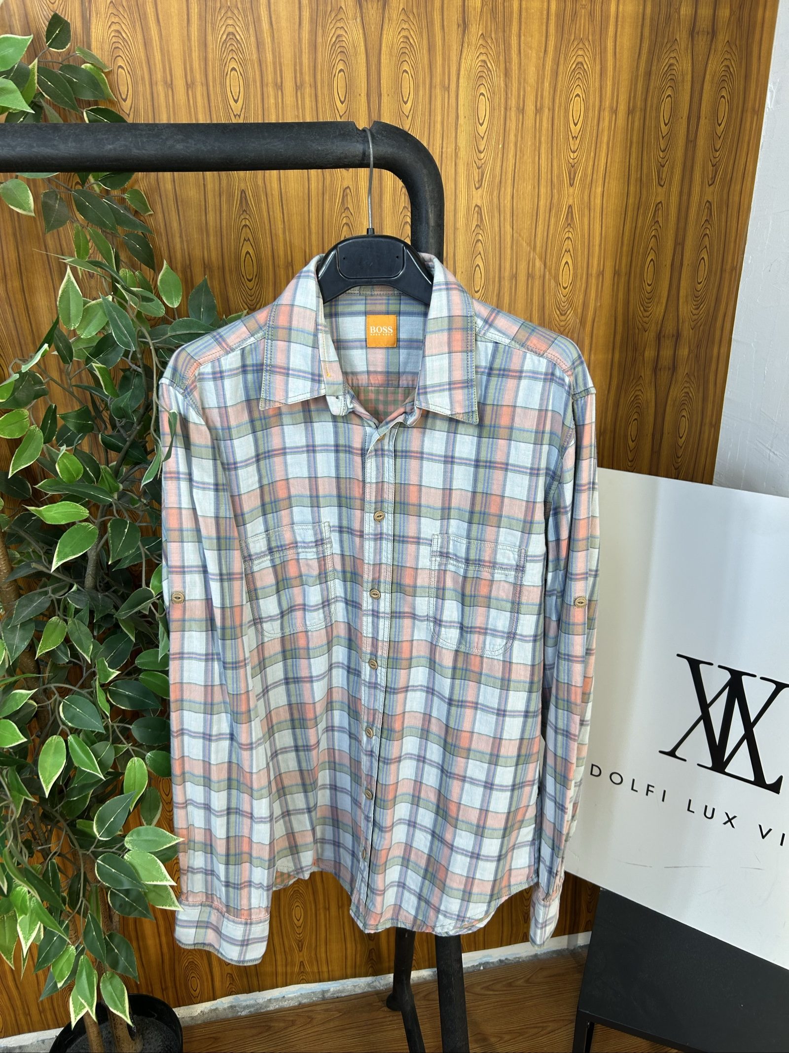 BOSS Uomo Camicia a Quadri Multicolore Taglia M Cotone