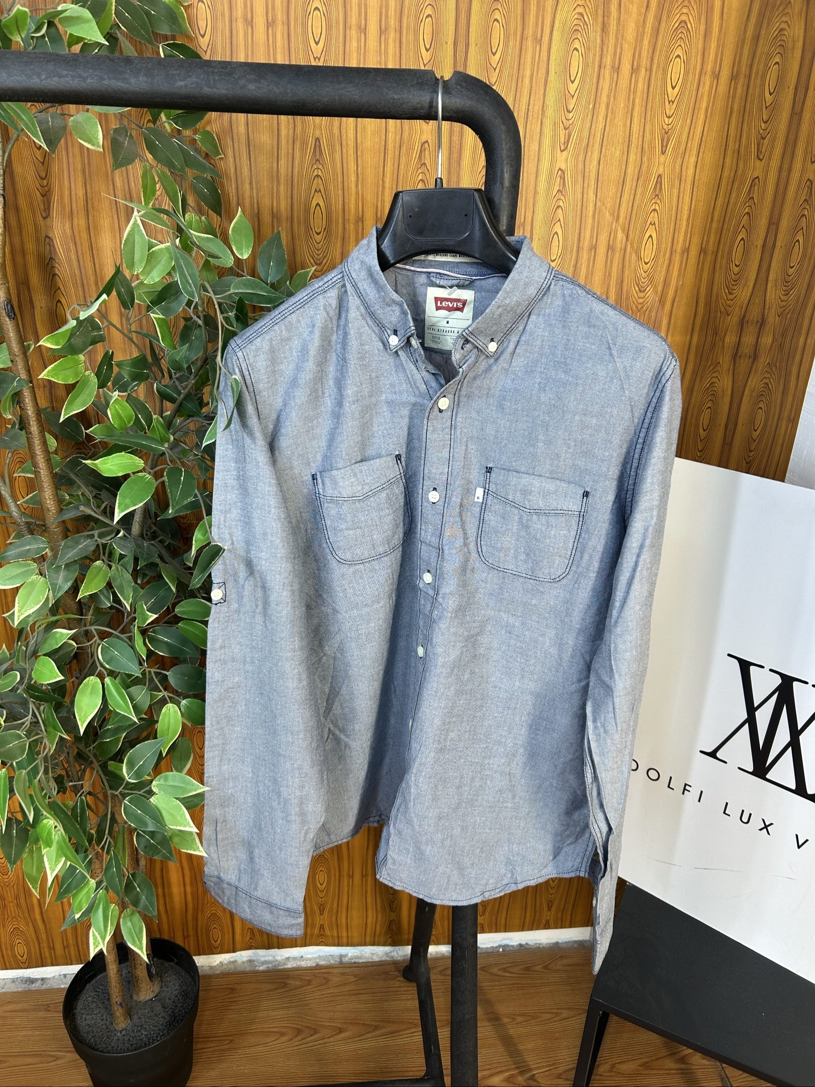 Levi's Uomo Camicia Grigia M Cotone Button-down