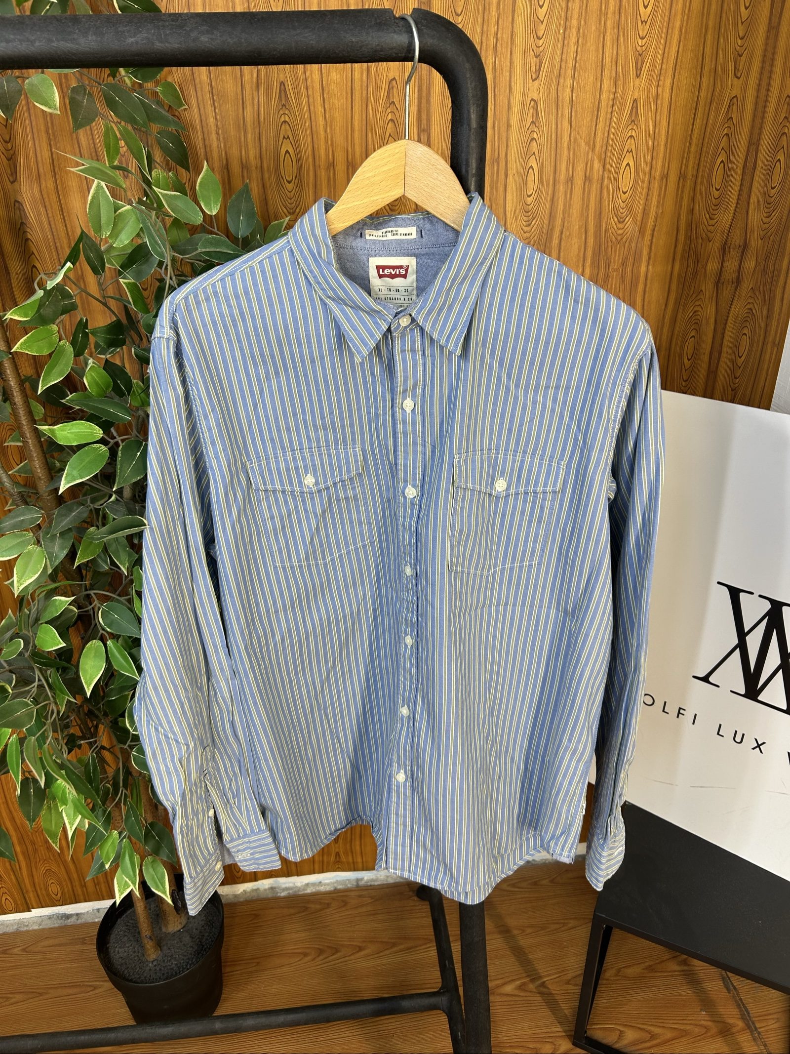 Levi's Blu & Verde Camicia Uomo XL Standard Fit a Righe