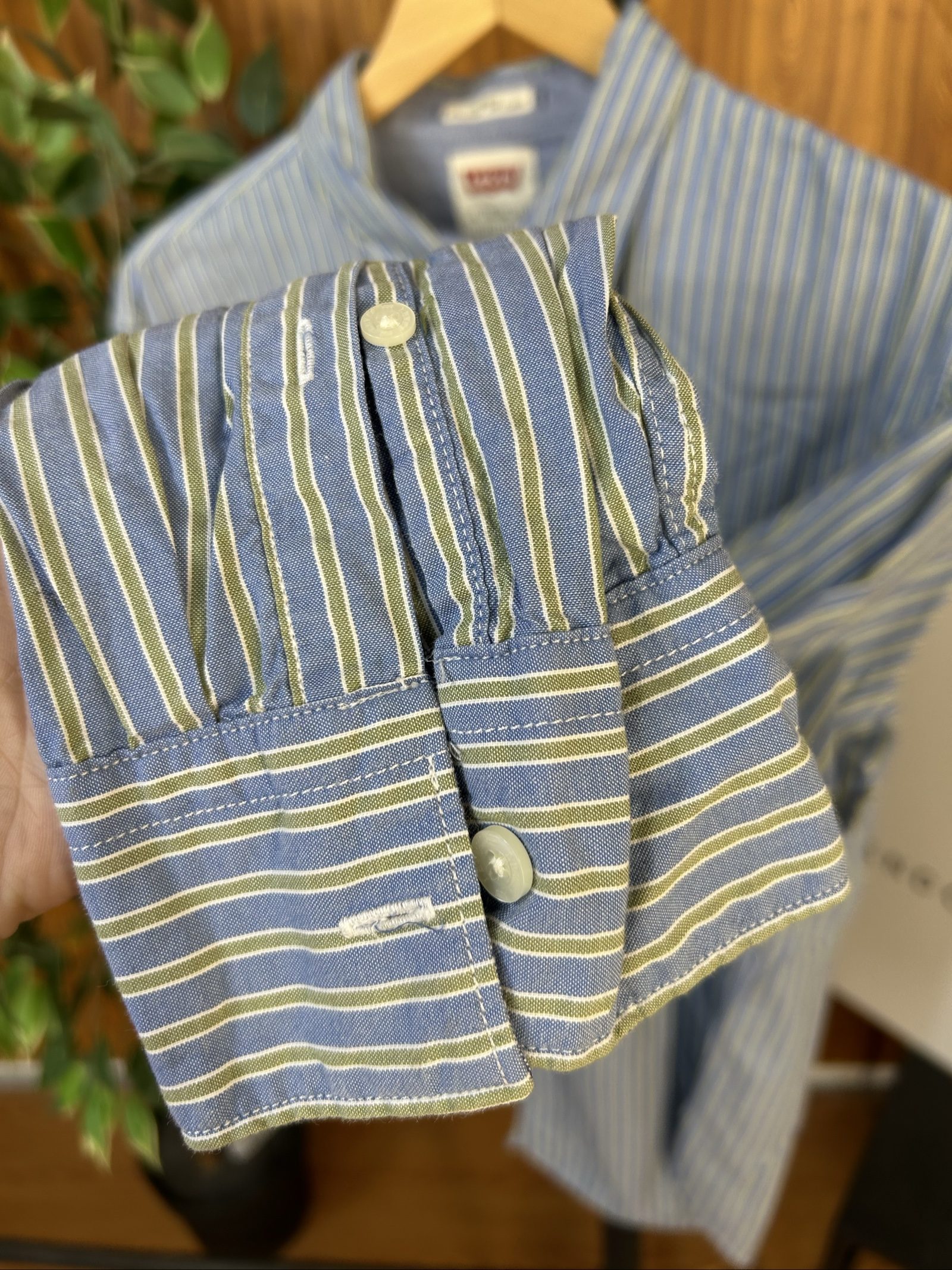 Levi's Blu & Verde Camicia Uomo XL Standard Fit a Righe image 5