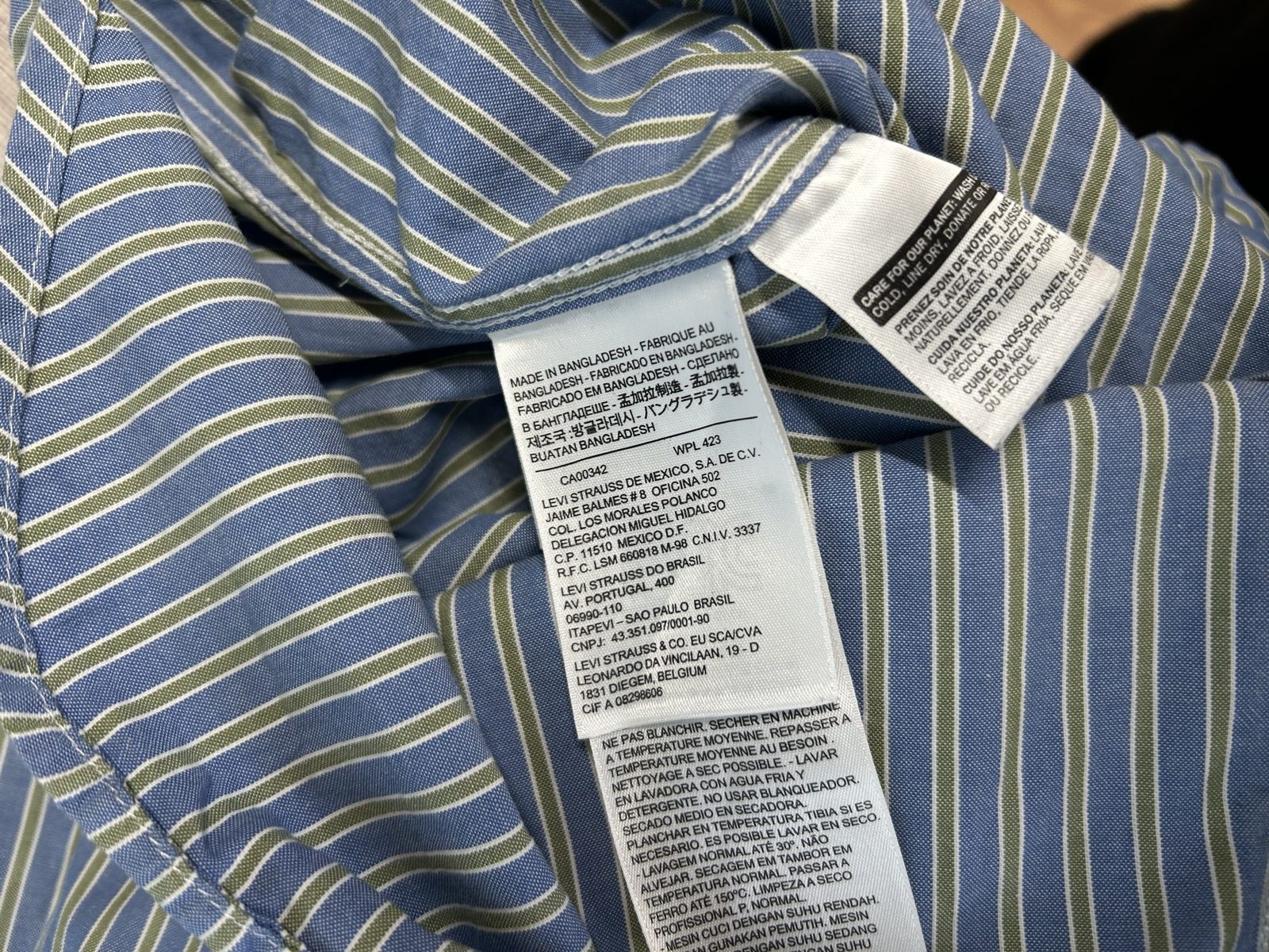 Levi's Blu & Verde Camicia Uomo XL Standard Fit a Righe image 7