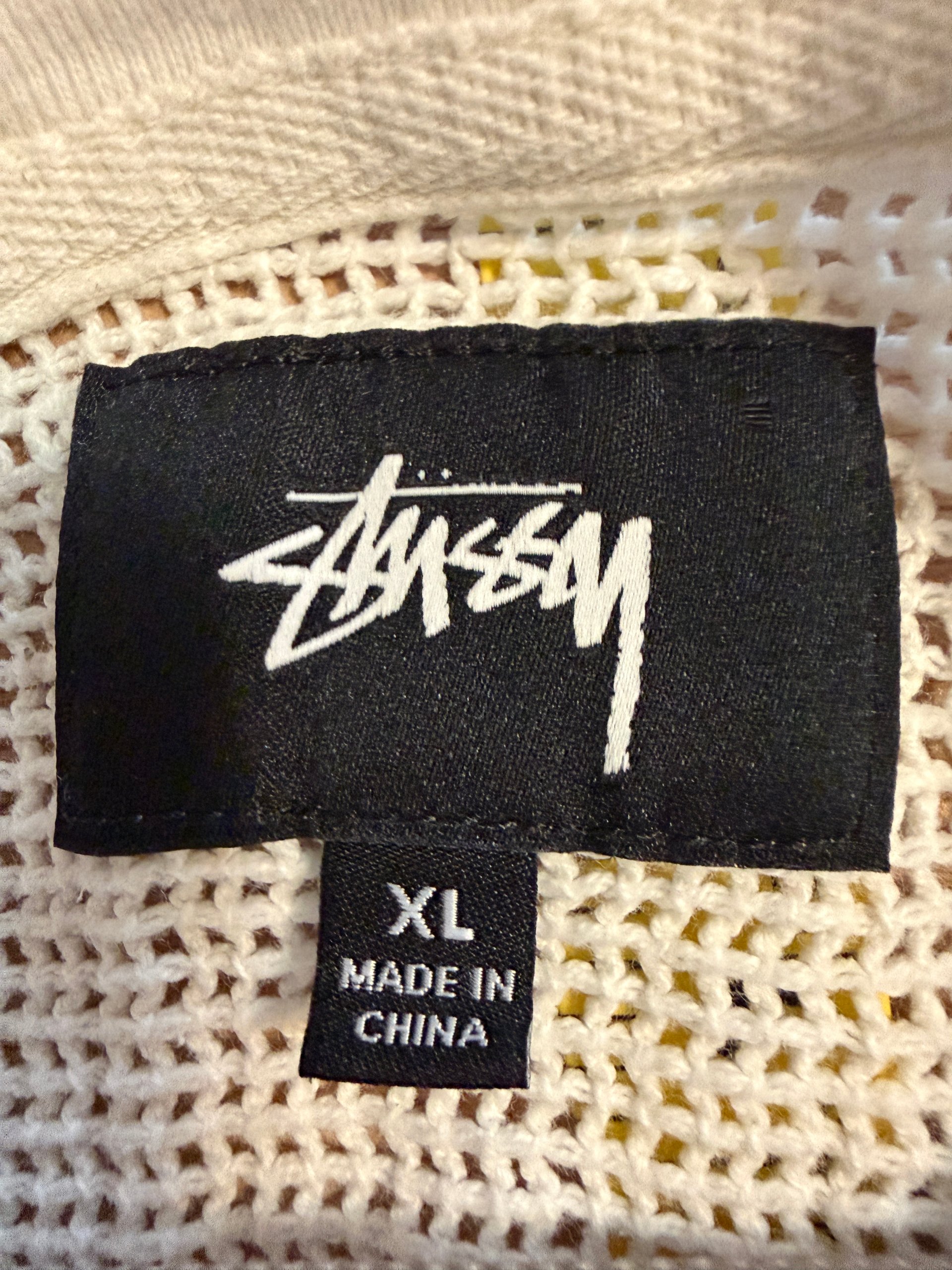 Stussy White Open Knit Mesh Short Sleeve Crewneck Shirt Tee - Size XL image 3