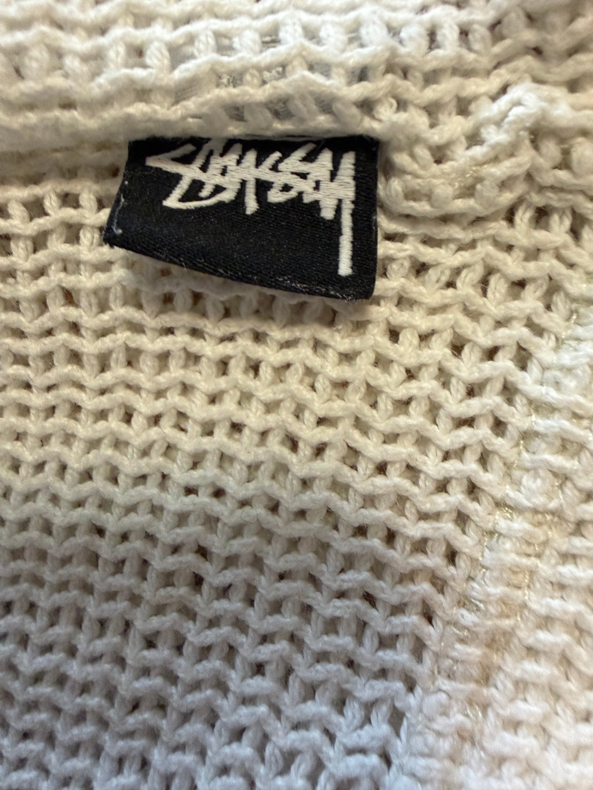 Stussy White Open Knit Mesh Short Sleeve Crewneck Shirt Tee - Size XL image 4