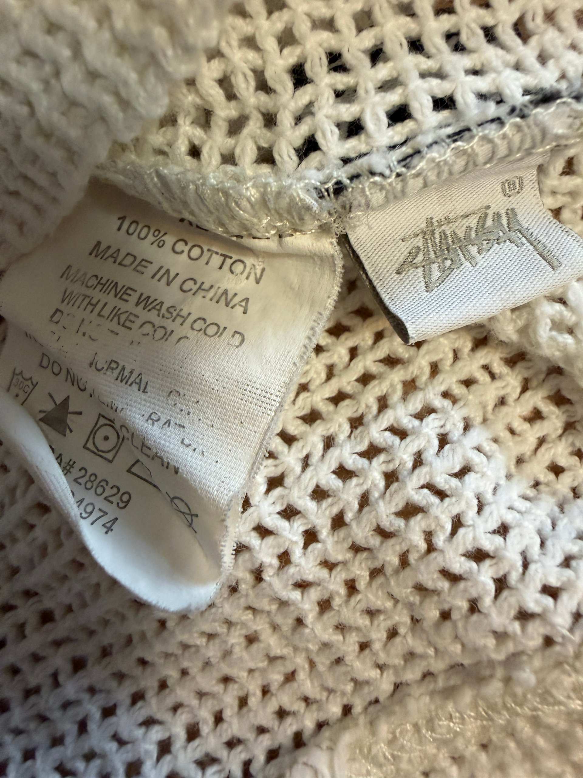 Stussy White Open Knit Mesh Short Sleeve Crewneck Shirt Tee - Size XL image 6