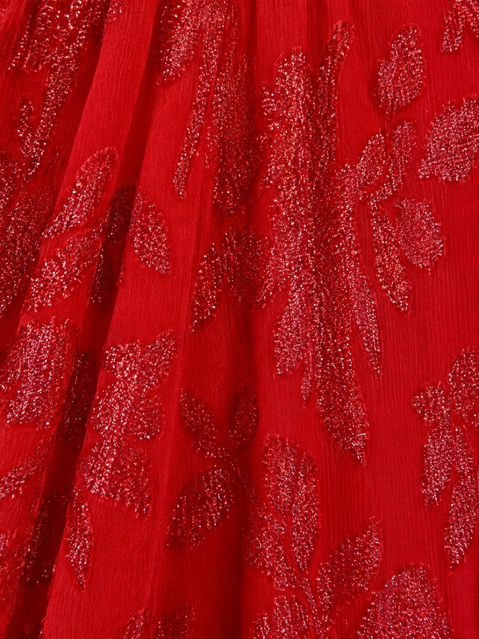 Liz Claiborne Women's Red Glitter Floral Long Sleeve Dress Size XL