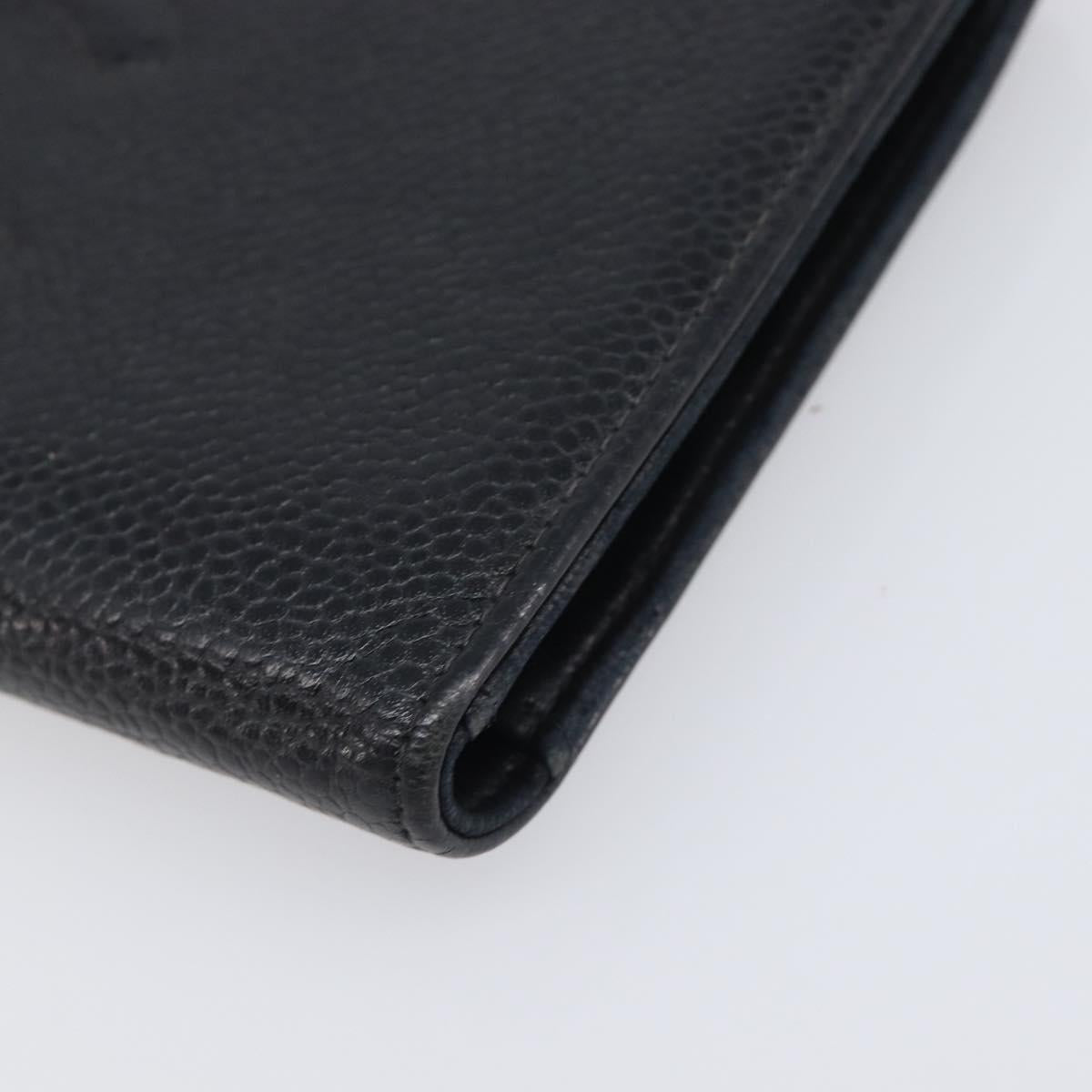 CHANEL Long Wallet Caviar Skin Black Gold CC Auth 206812 image 7