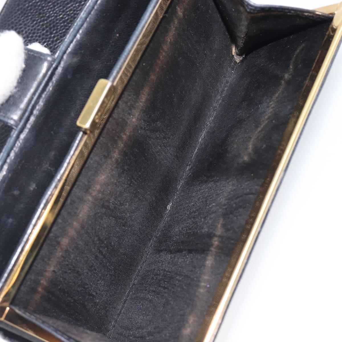 CHANEL Long Wallet Caviar Skin Black Gold CC Auth 206812 image 10