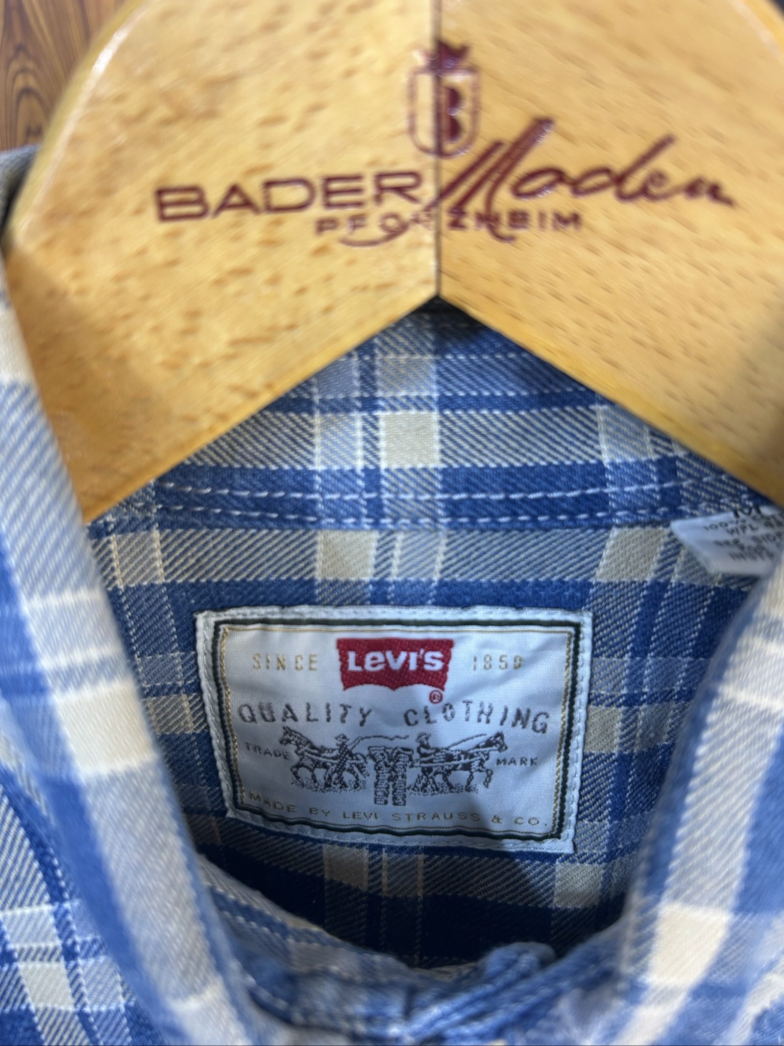 Levi's Uomo Camicia a Quadri Blu & Beige Cotone Taglia M image 2
