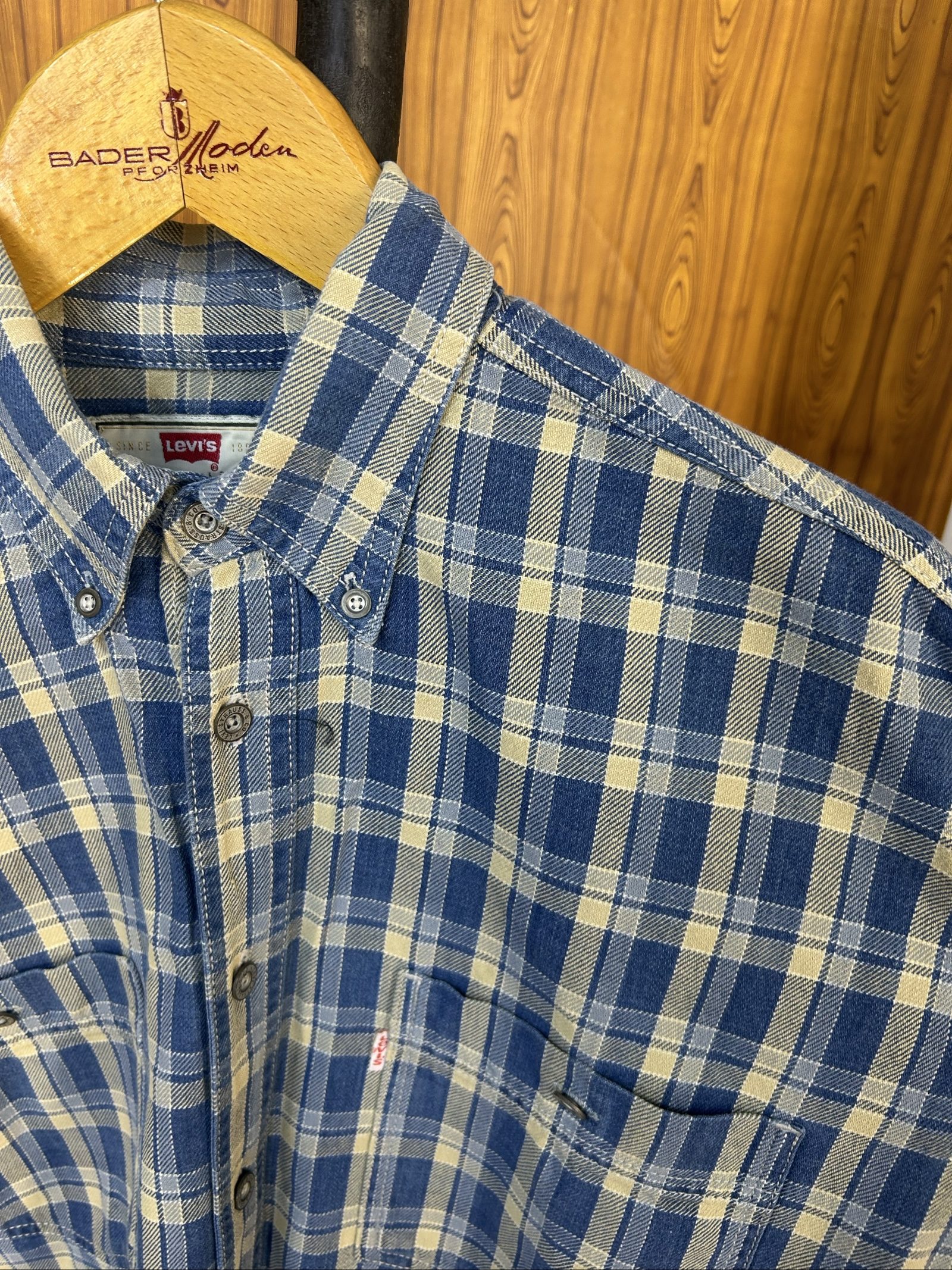 Levi's Uomo Camicia a Quadri Blu & Beige Cotone Taglia M image 5