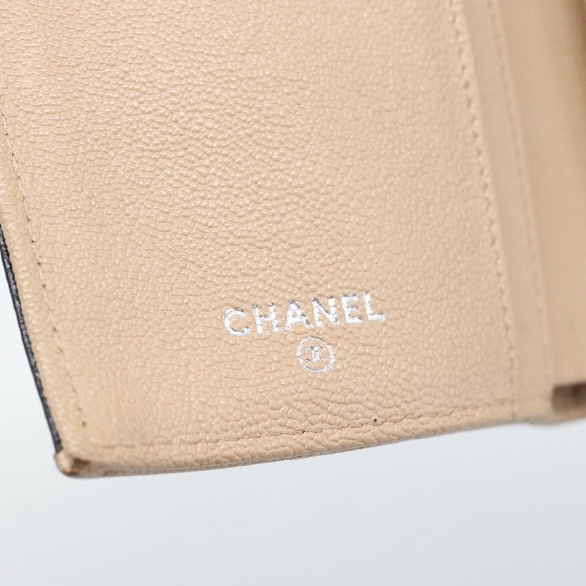 CHANEL Bicolore Long Wallet Leather Black Silver CC Auth fm5370 image 8