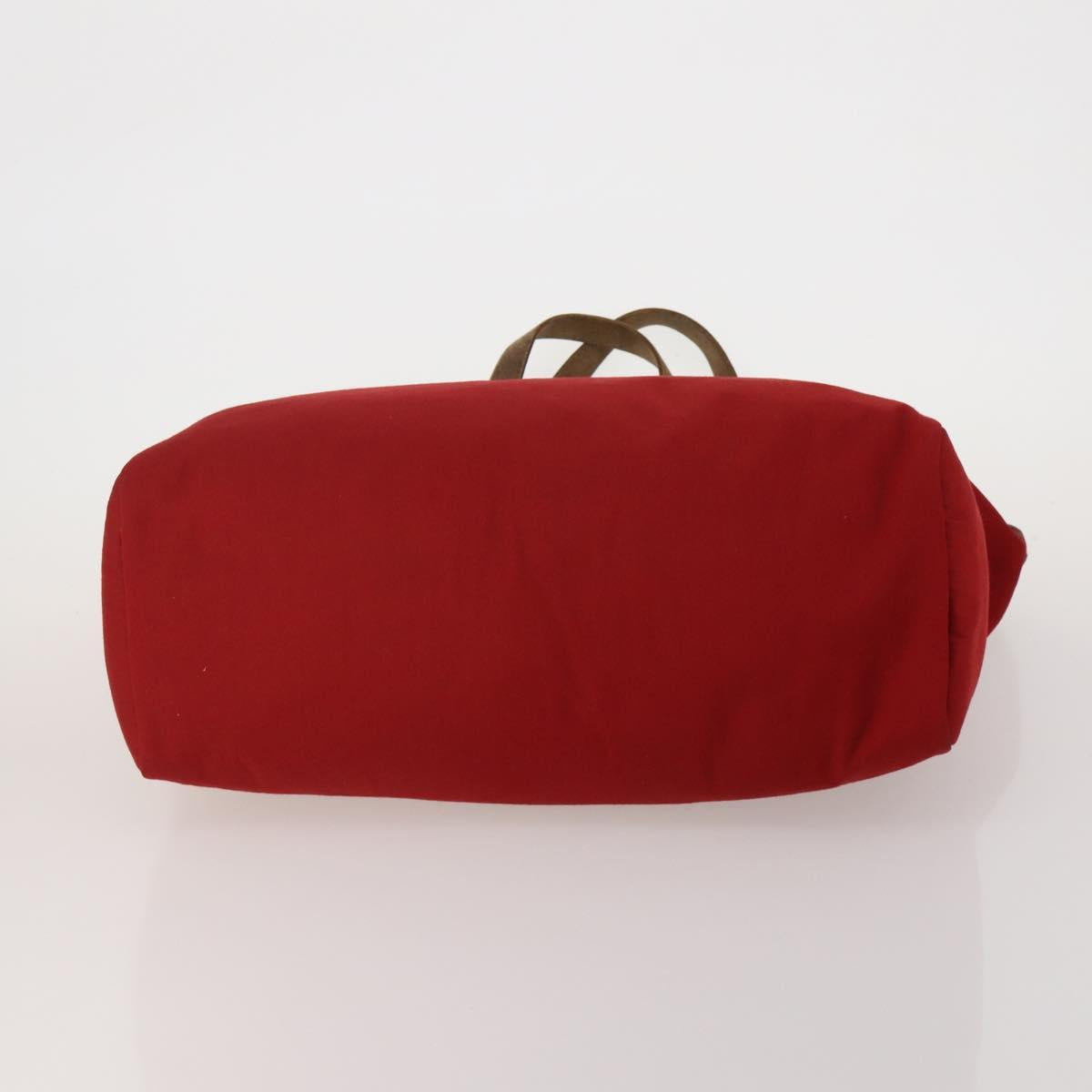 HERMES Herbag Cabas MM Hand Bag Canvas Leather Red Gold Auth bs36333 image 5