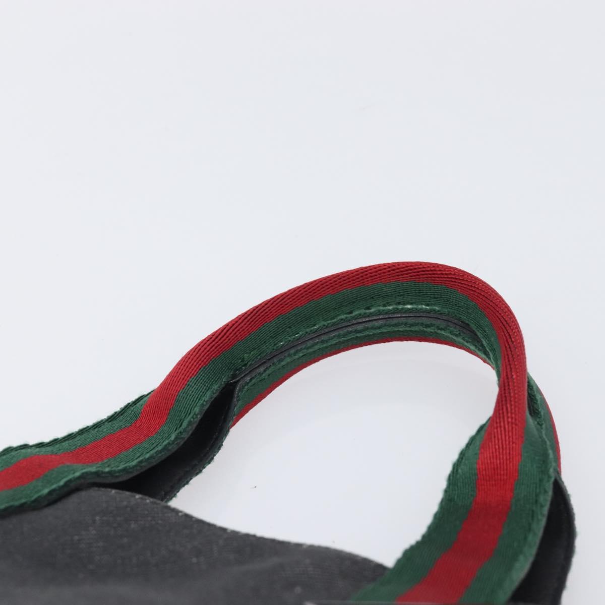 GUCCI Web Sherry Line Hand Bag Canvas Black Silver 73984 Auth 205458V image 8
