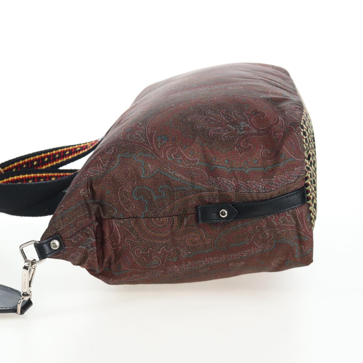 ETRO Paisley Fringe Hand Bag Nylon 2way Bordeaux Silver Auth am12692V image 3
