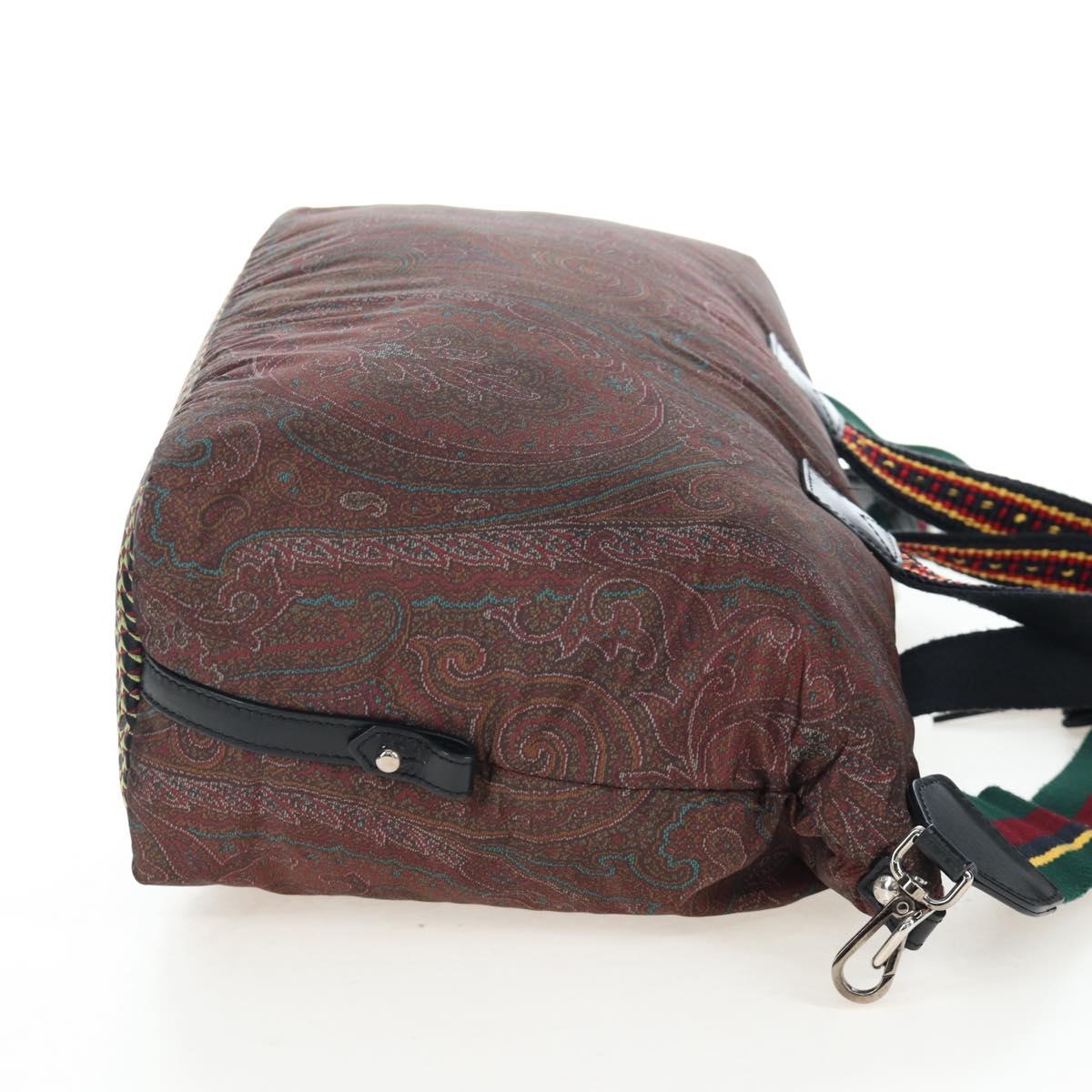 ETRO Paisley Fringe Hand Bag Nylon 2way Bordeaux Silver Auth am12692V image 4