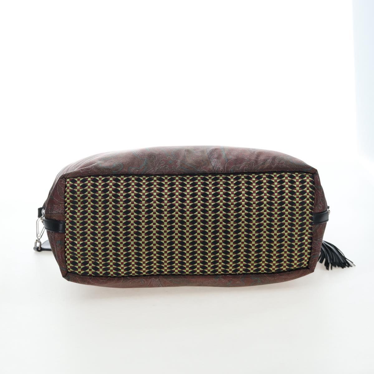 ETRO Paisley Fringe Hand Bag Nylon 2way Bordeaux Silver Auth am12692V image 5