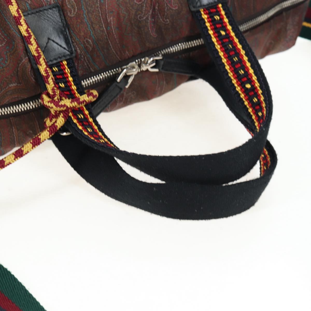 ETRO Paisley Fringe Hand Bag Nylon 2way Bordeaux Silver Auth am12692V image 7