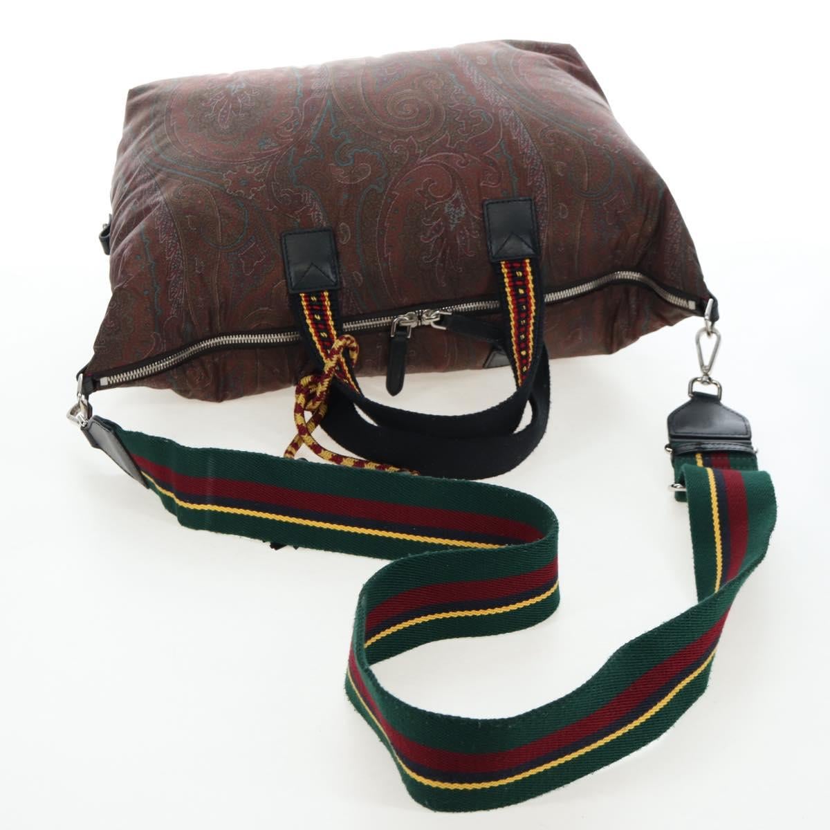 ETRO Paisley Fringe Hand Bag Nylon 2way Bordeaux Silver Auth am12692V image 9