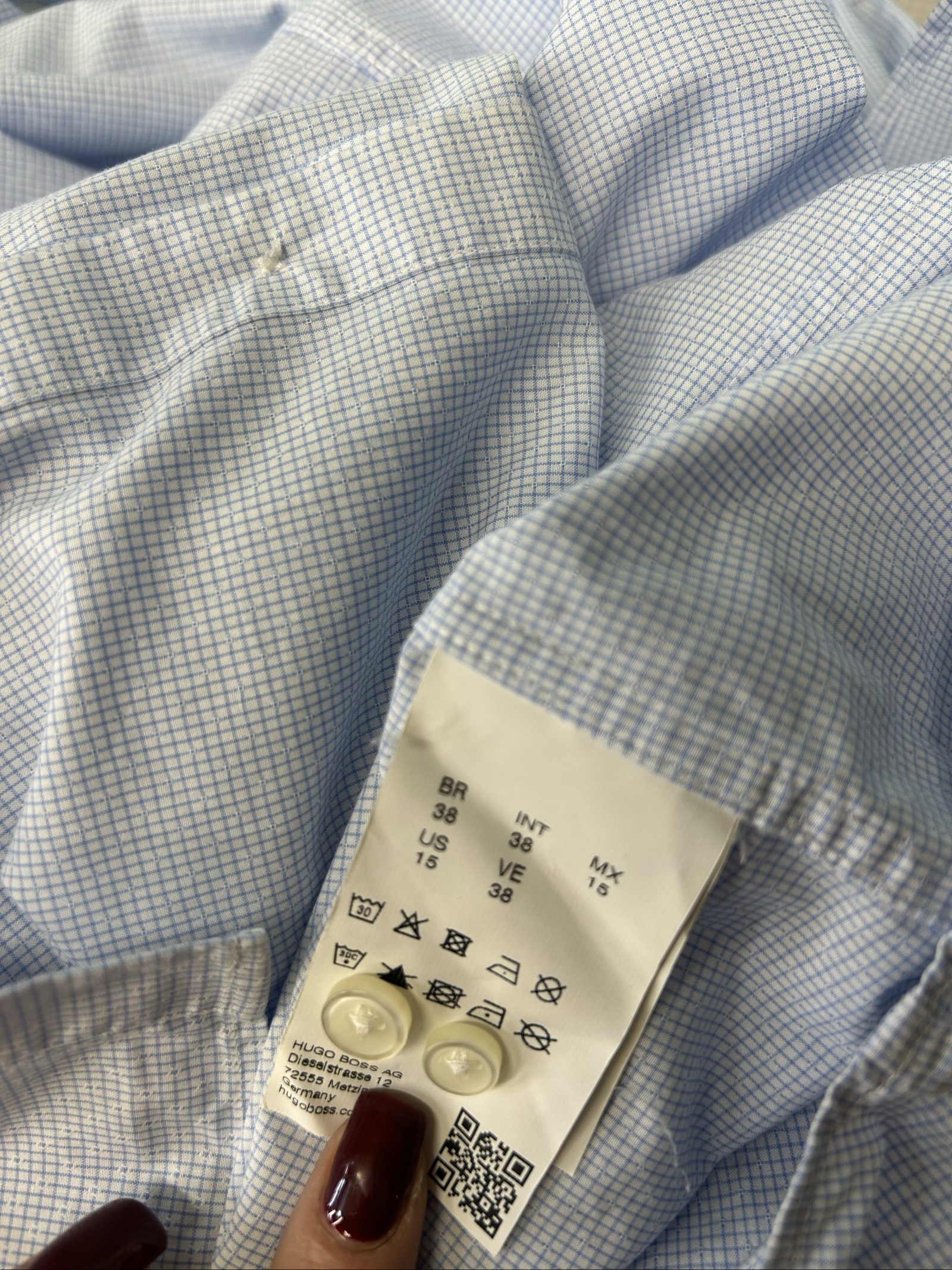 Hugo Uomo Camicia Slim Fit Celeste a Quadretti 38/15 image 7