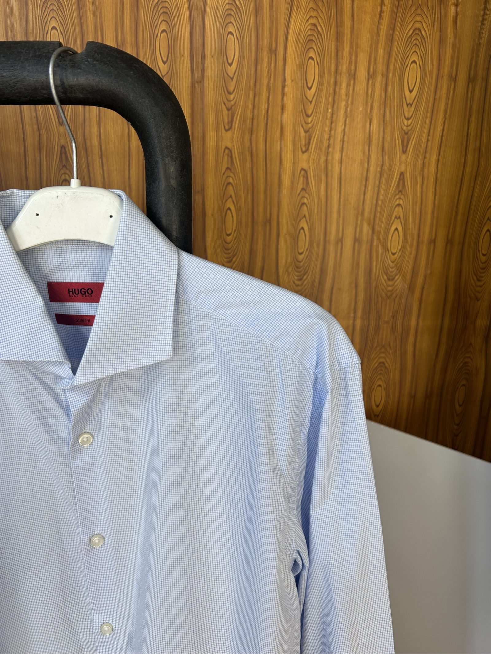 Hugo Uomo Camicia Slim Fit Celeste a Quadretti 38/15 image 5