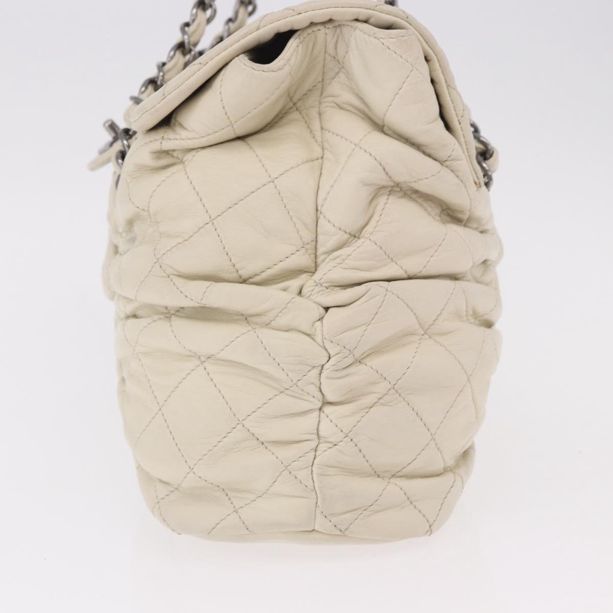 CHANEL Chain Matelasse Shoulder Bag Lamb Skin Ivory Silver CC Auth 186310 image 3