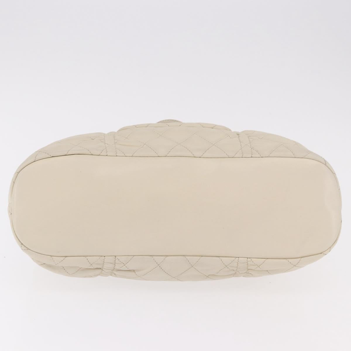 CHANEL Chain Matelasse Shoulder Bag Lamb Skin Ivory Silver CC Auth 186310 image 5