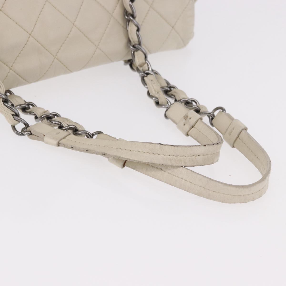 CHANEL Chain Matelasse Shoulder Bag Lamb Skin Ivory Silver CC Auth 186310 image 7