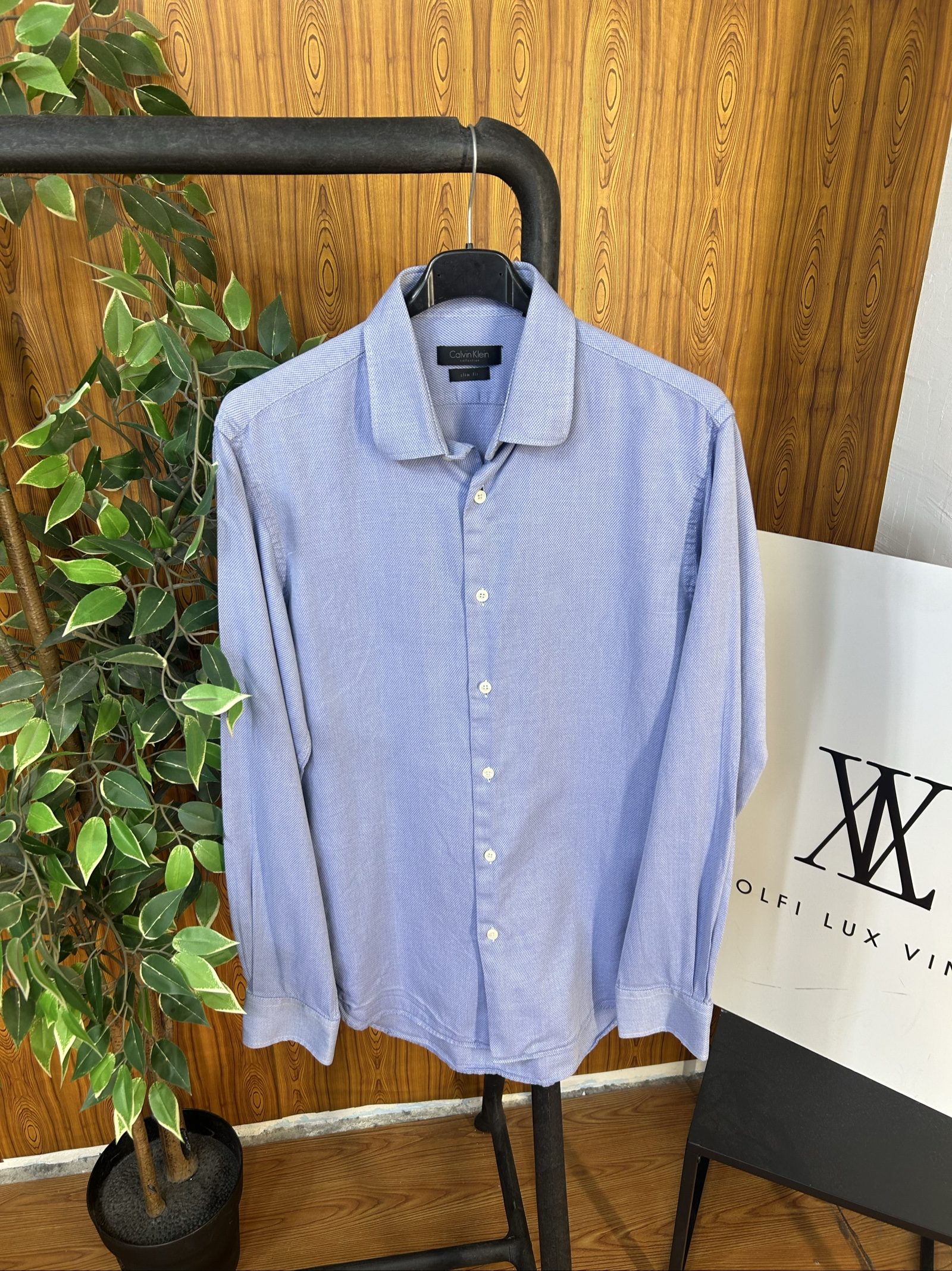 Calvin Klein Slim Fit Camicia Uomo Celeste 42/16½