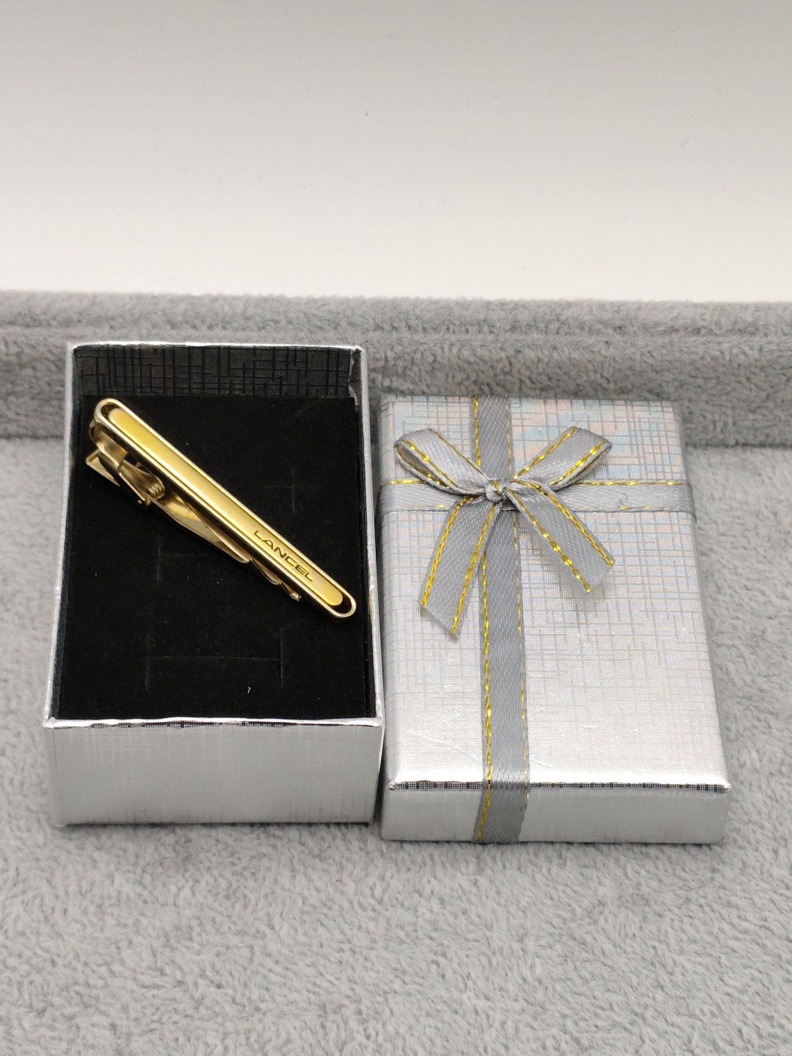 Lancel Gold Metal Tie Clip with Box
