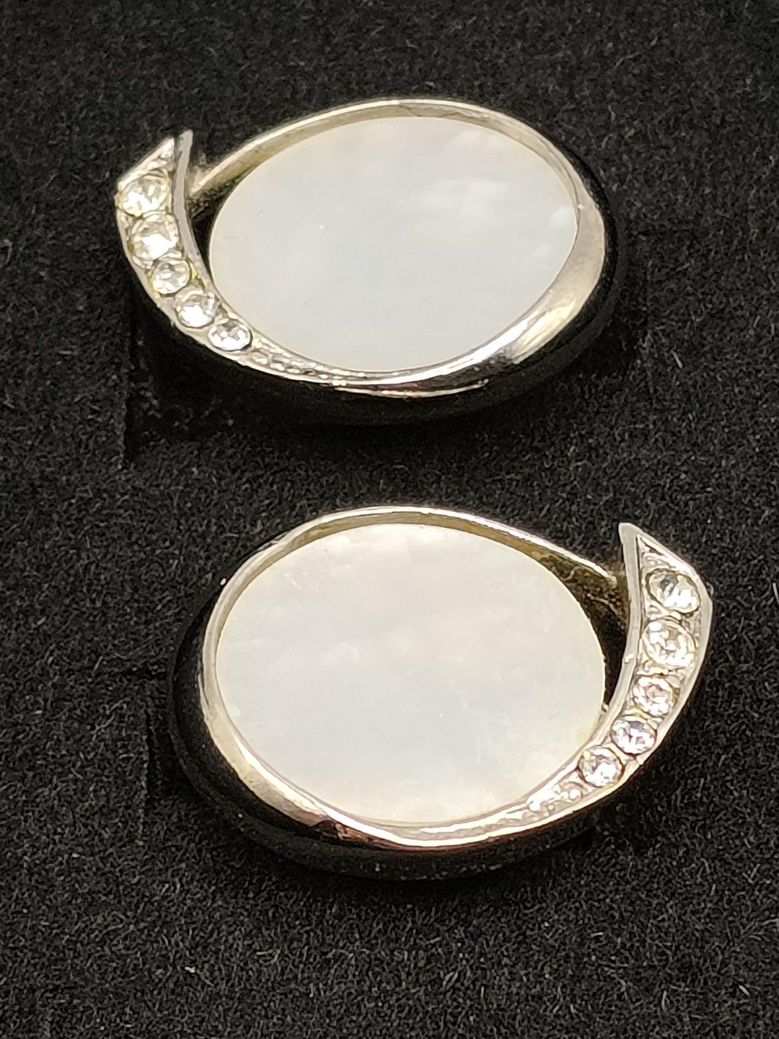 Silver Tone Clear & White Crystal Vintage cufflinks image 2