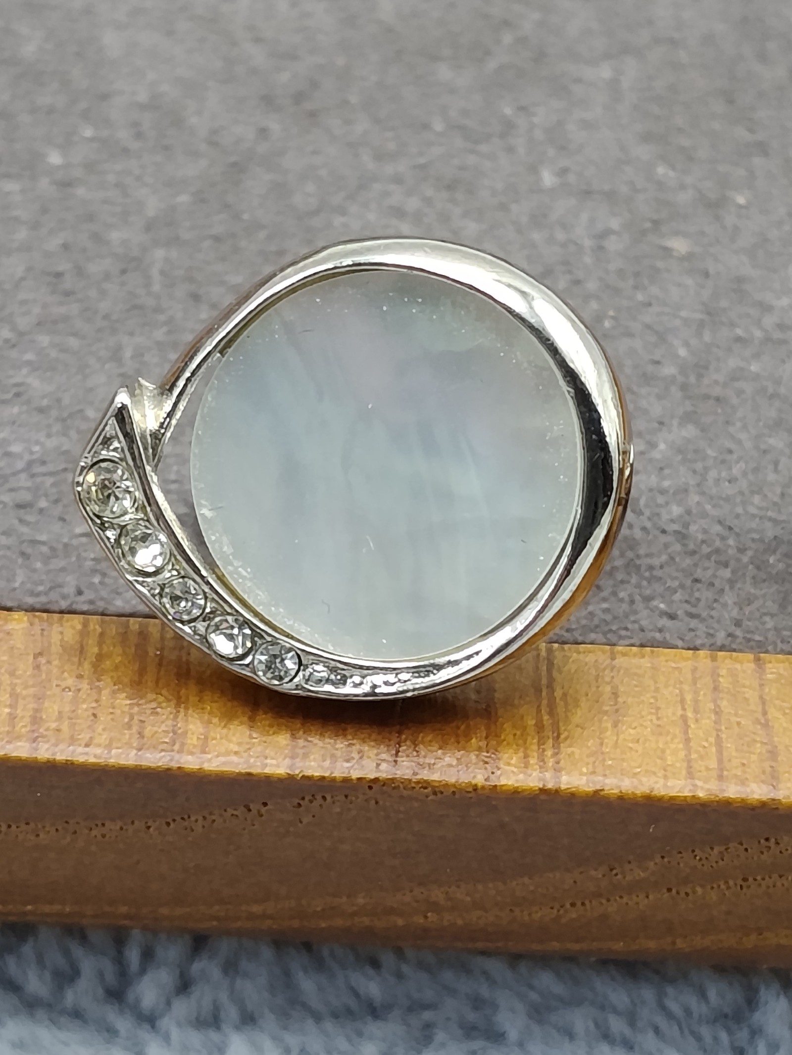 Silver Tone Clear & White Crystal Vintage cufflinks image 5