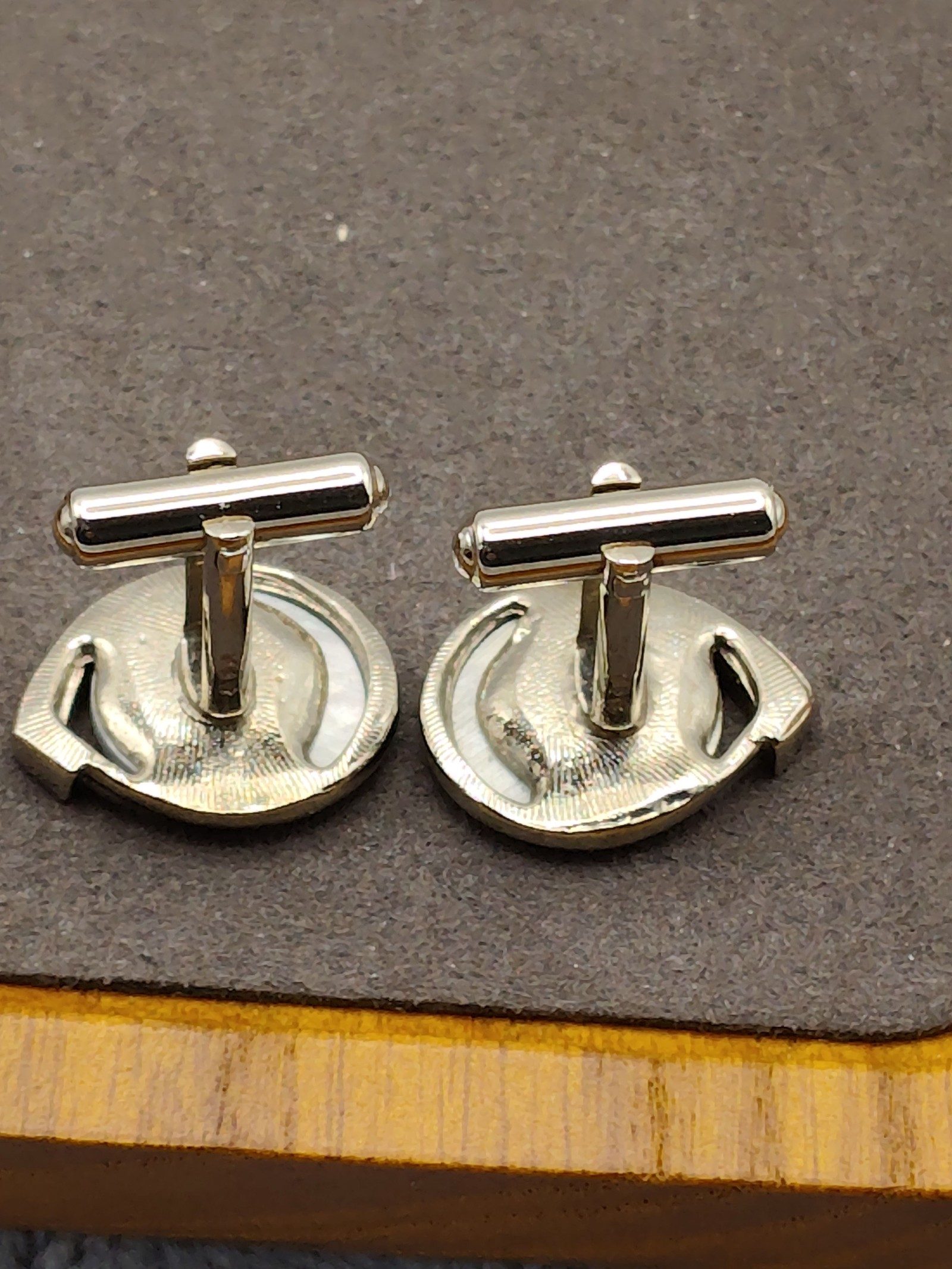 Silver Tone Clear & White Crystal Vintage cufflinks image 6