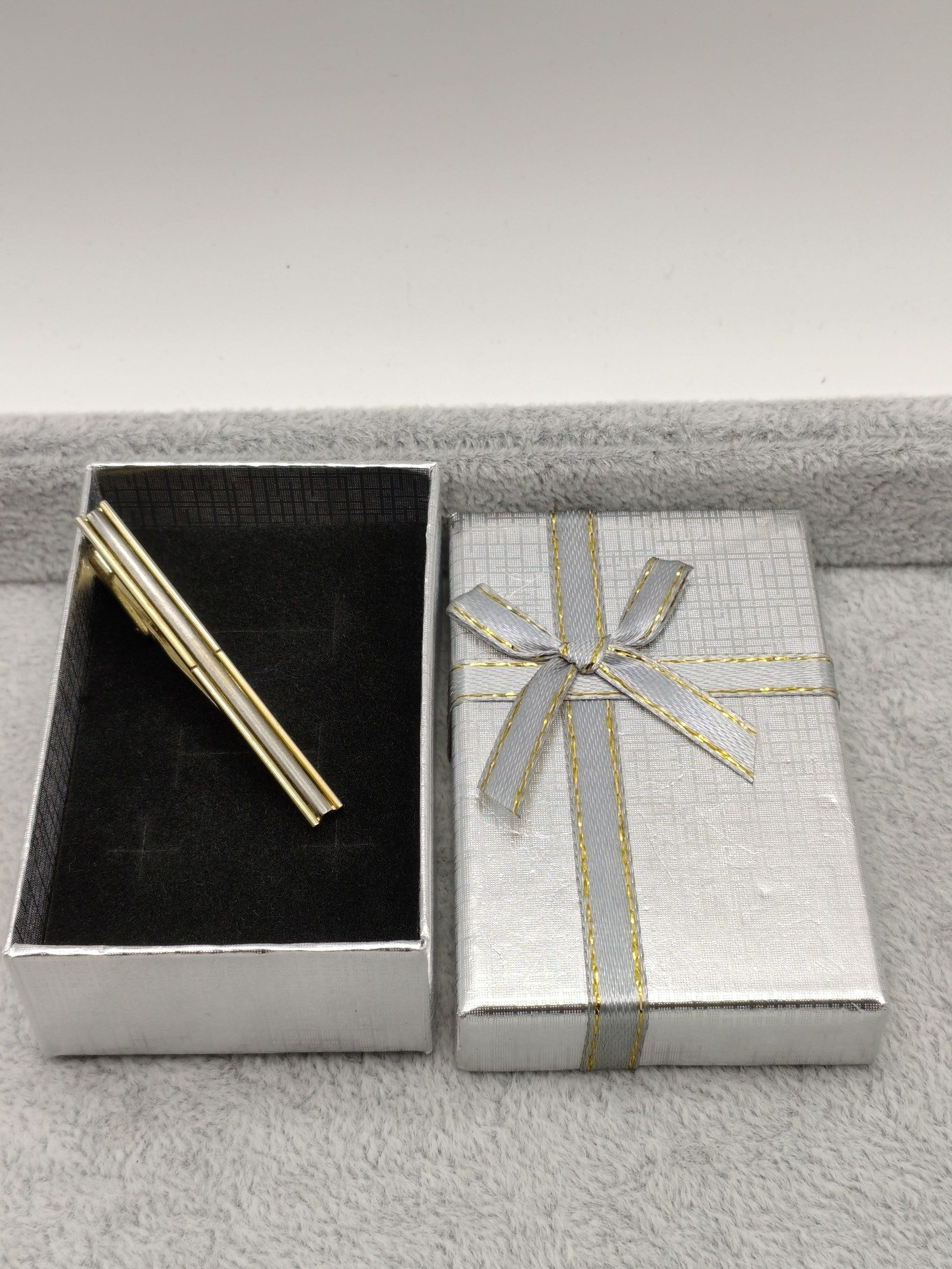 LANCEL Gold & Silver Tone Tie Clip with Gift Box