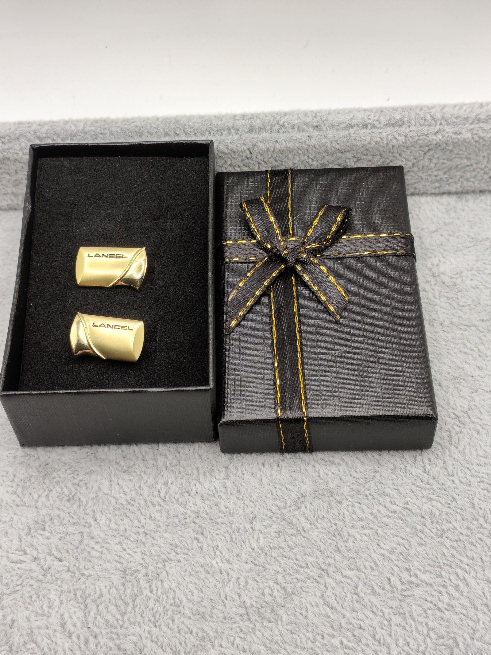 Lancel Gold Tone Cufflinks with Gift Box