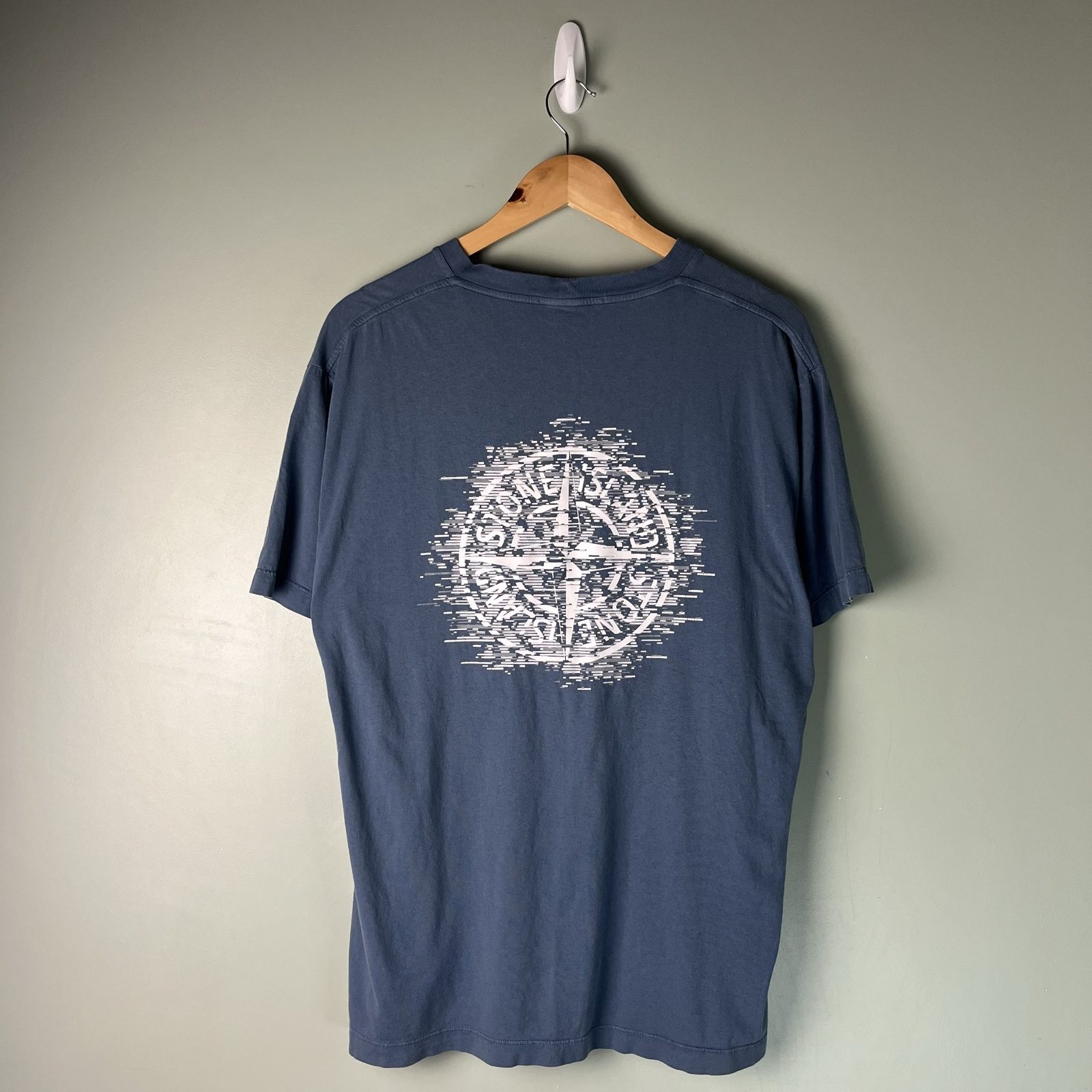Stone Island Dark Blue Graphic Compass Print T-Shirt