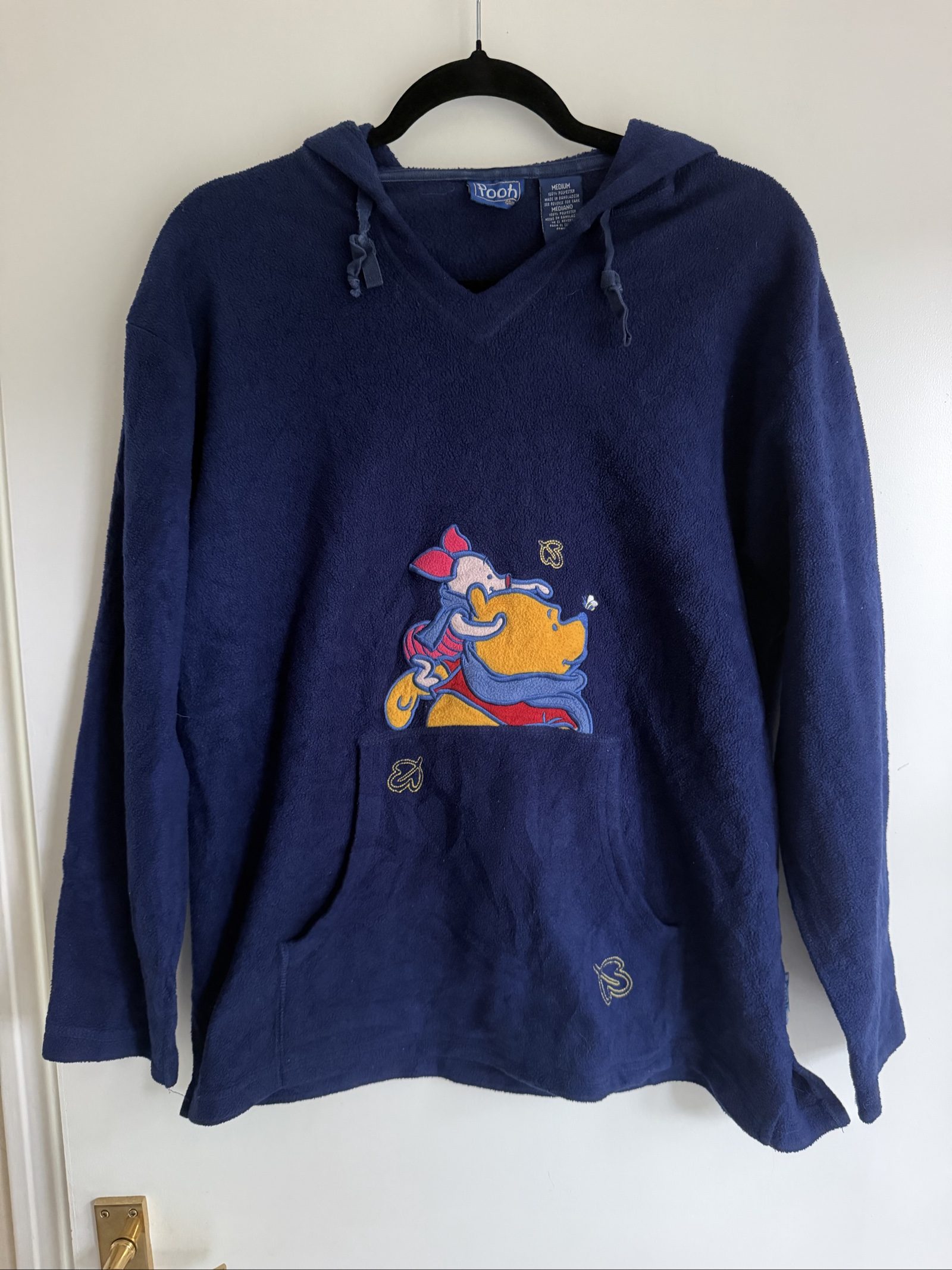 Vintage Pooh Navy Blue Medium Polyester Hoodie