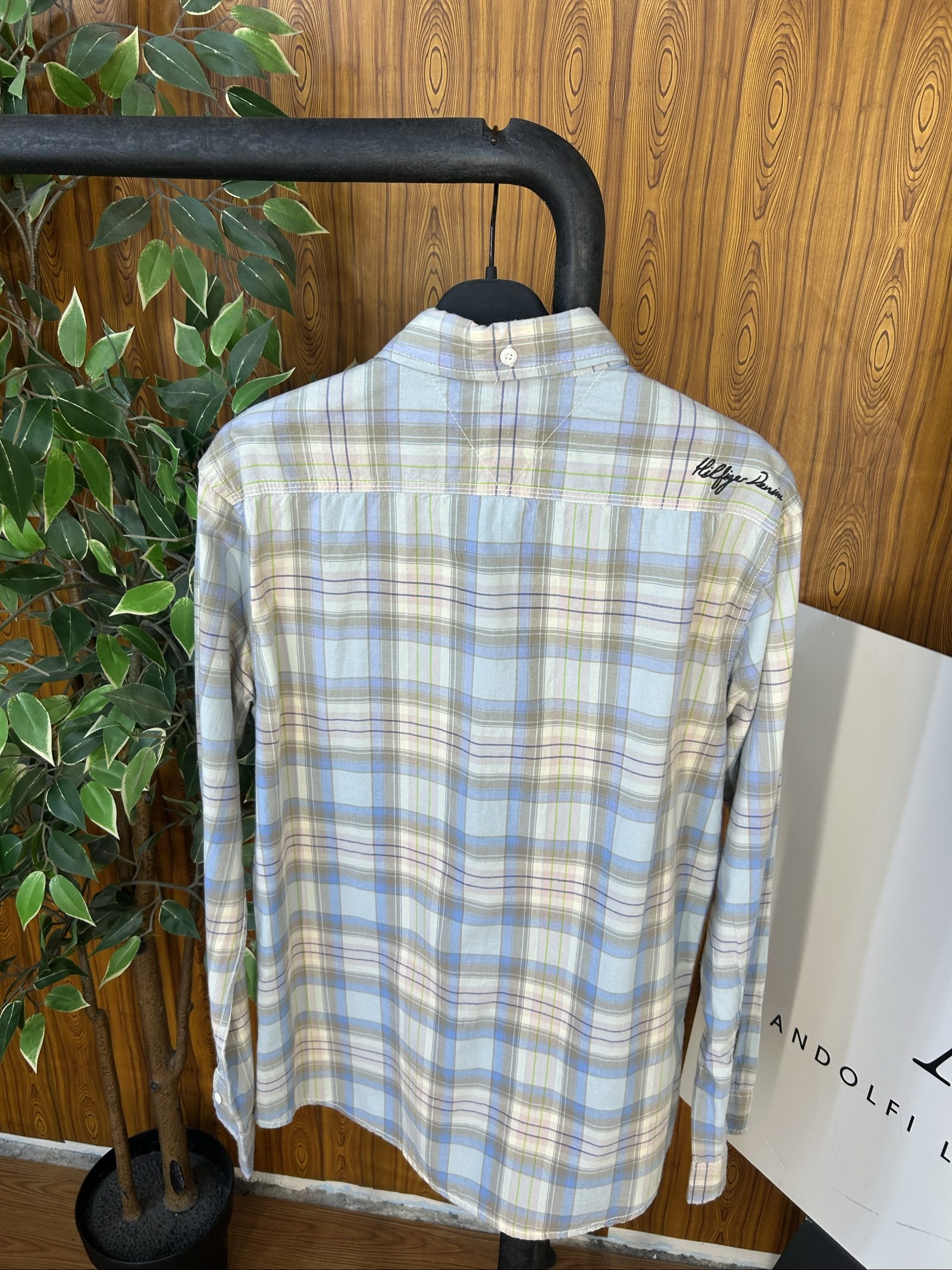 Hilfiger Denim Camicia a Quadri Azzurro Beige M Cotone Uomo image 4