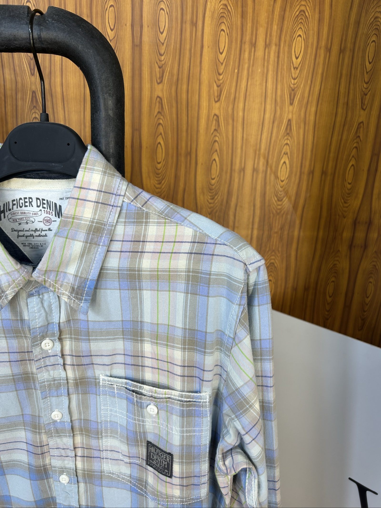 Hilfiger Denim Camicia a Quadri Azzurro Beige M Cotone Uomo image 3