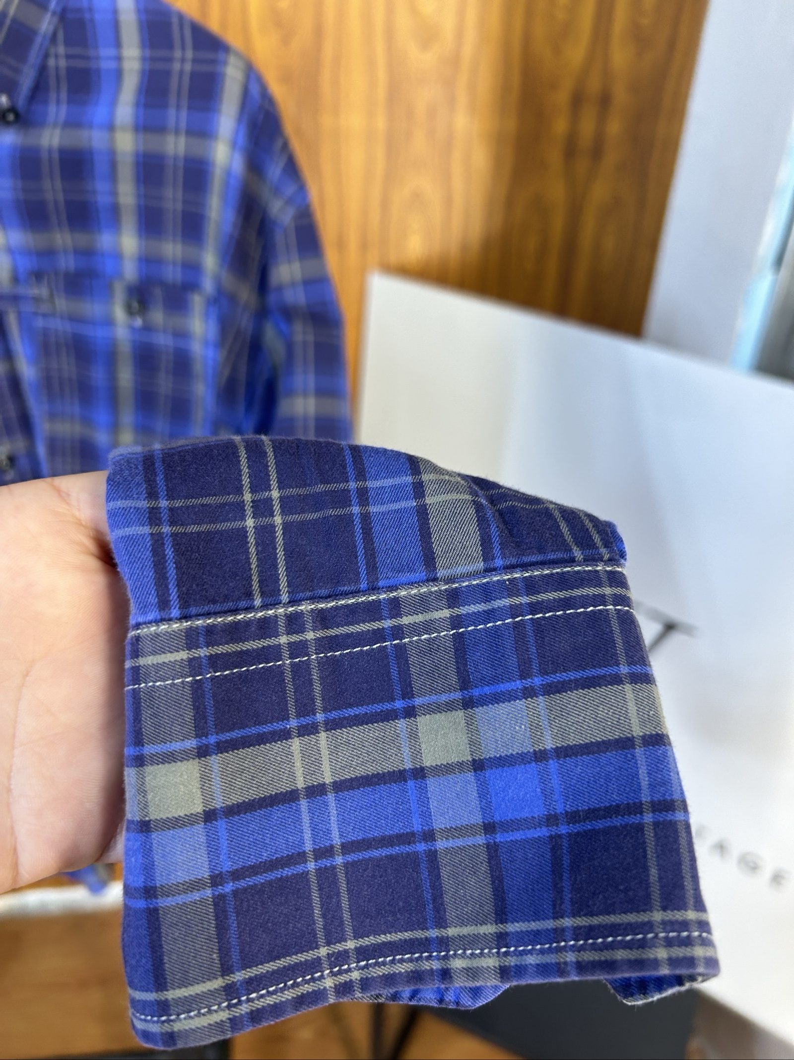 G-Star RAW Blue & Grey Checked Shirt Large Men image 6