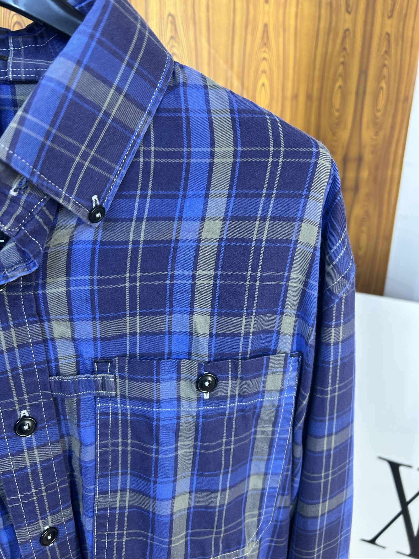 G-Star RAW Blue & Grey Checked Shirt Large Men image 3