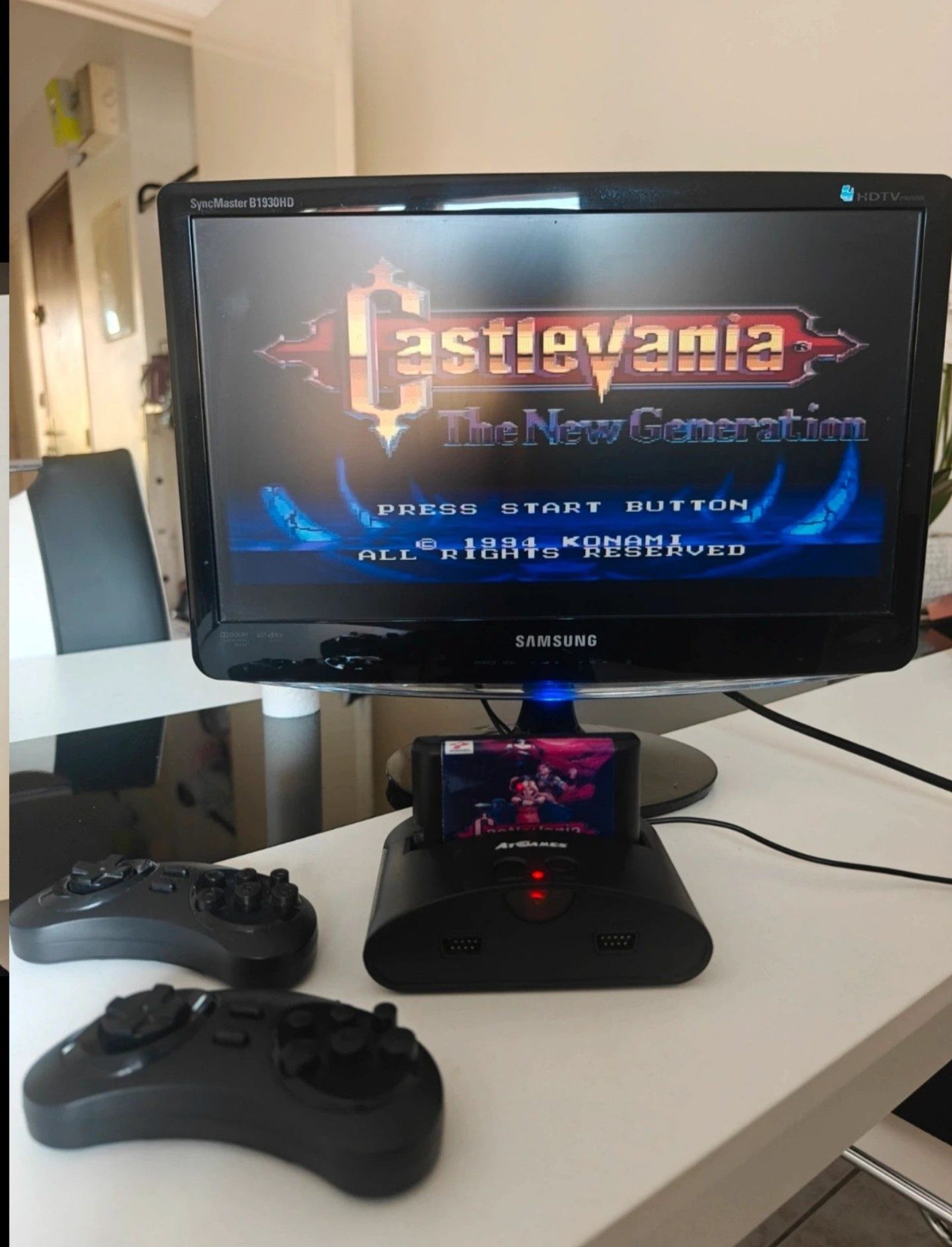 AtGames Black Sega Mega Drive Console with Controllers & Castlevania Game image 6