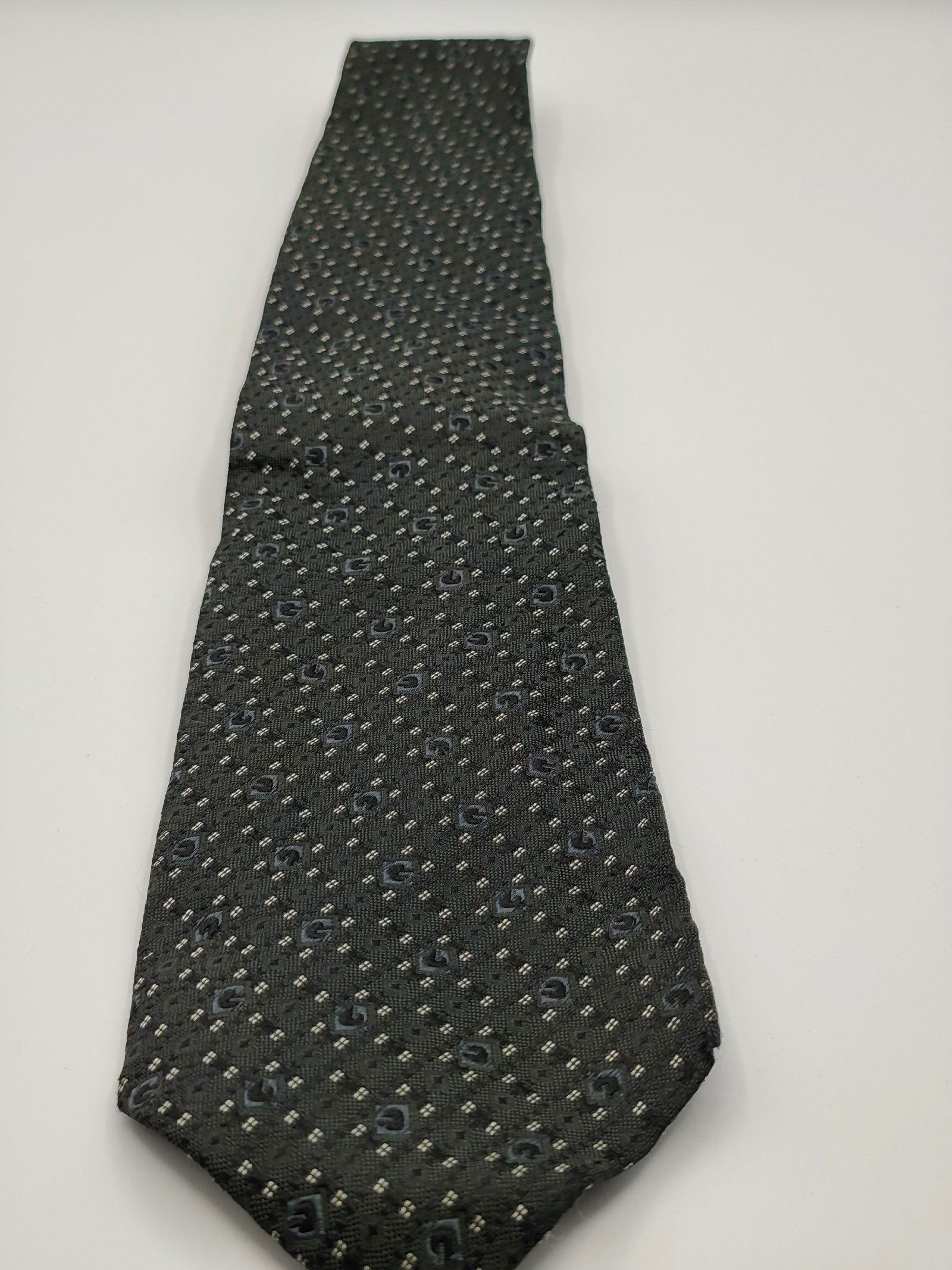 Gucci Black & Grey Silk Men's Tie please read as has a damage image 7