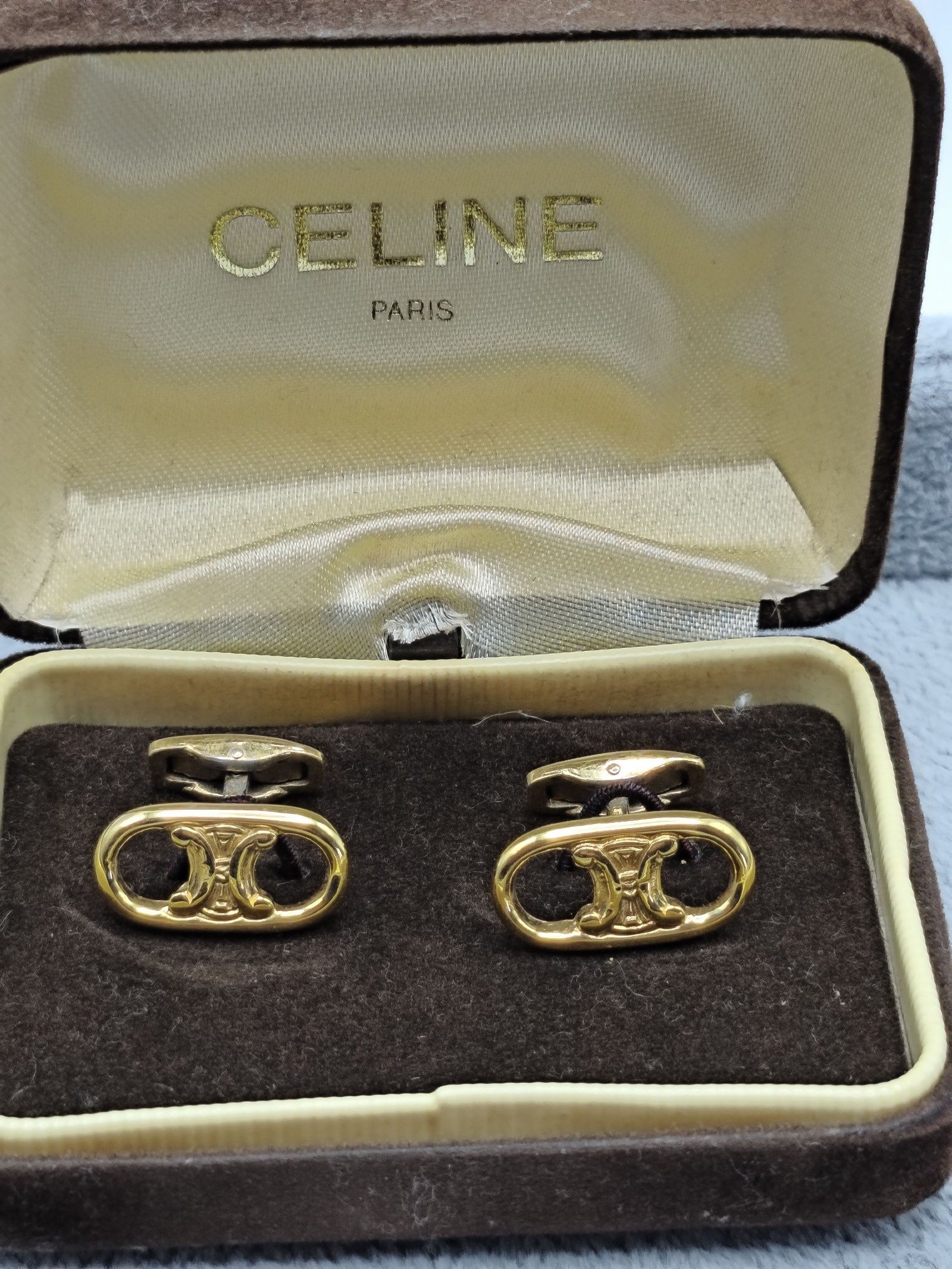 Celine Gold Tone Logo Cufflinks Unisex image 2
