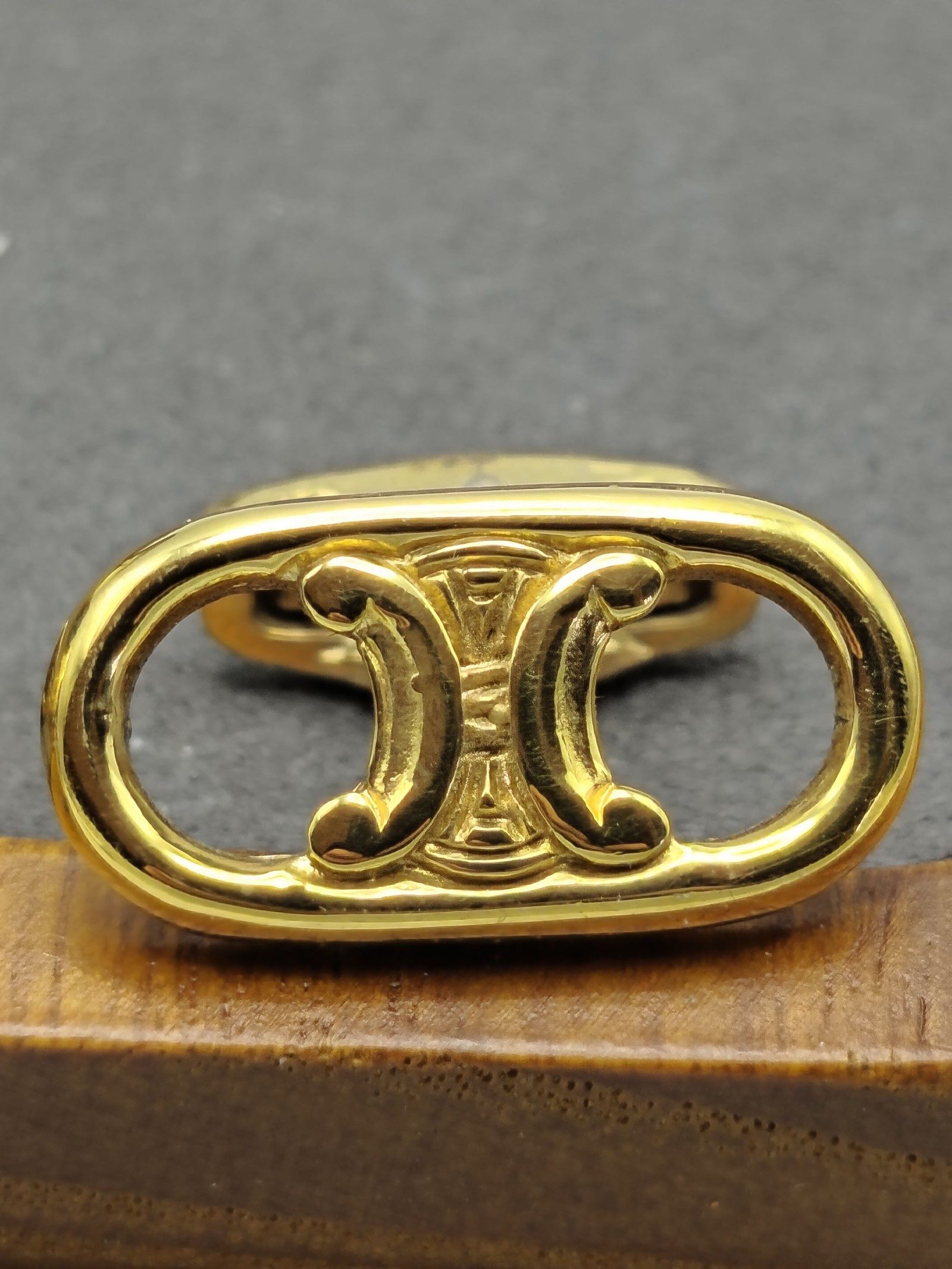 Celine Gold Tone Logo Cufflinks Unisex image 5