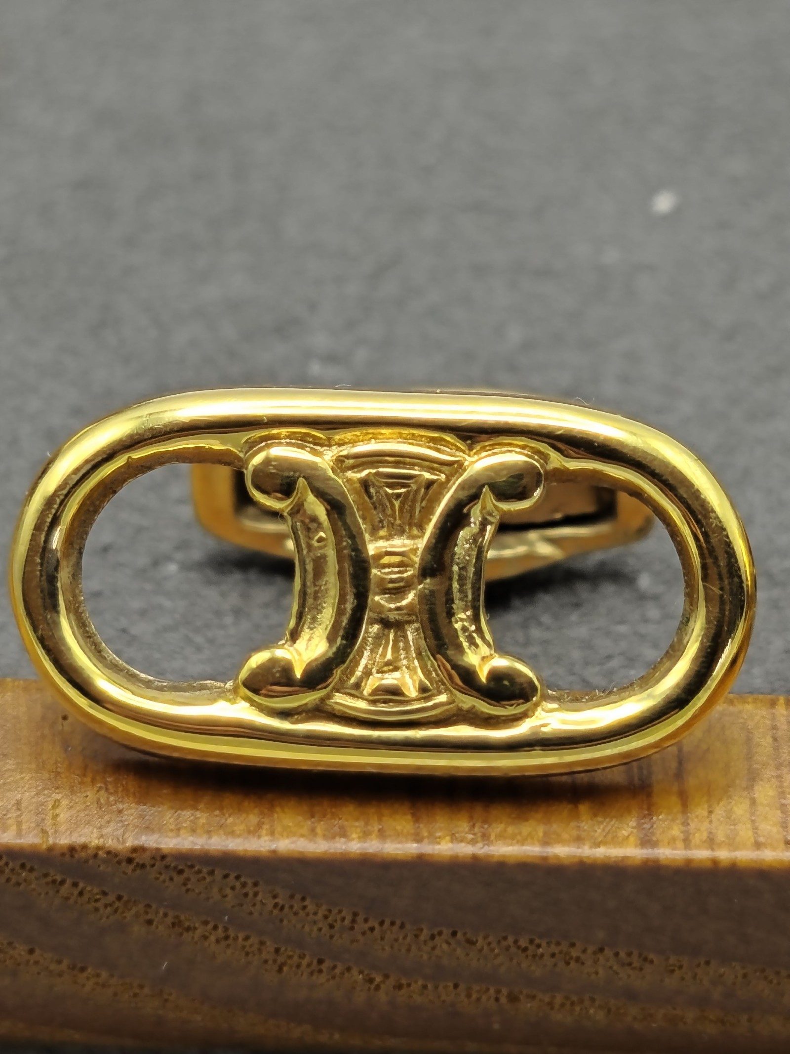 Celine Gold Tone Logo Cufflinks Unisex image 6
