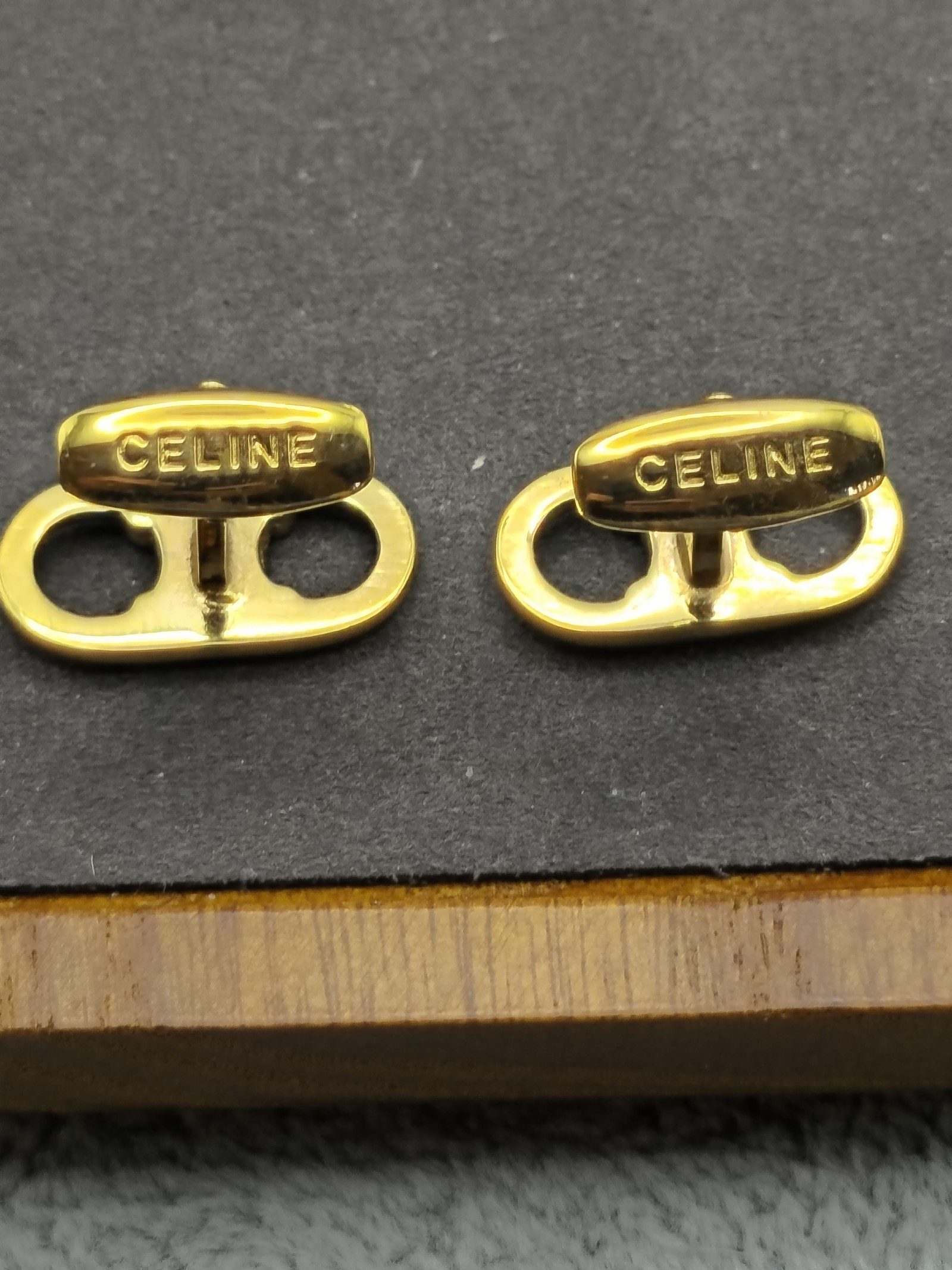 Celine Gold Tone Logo Cufflinks Unisex image 7