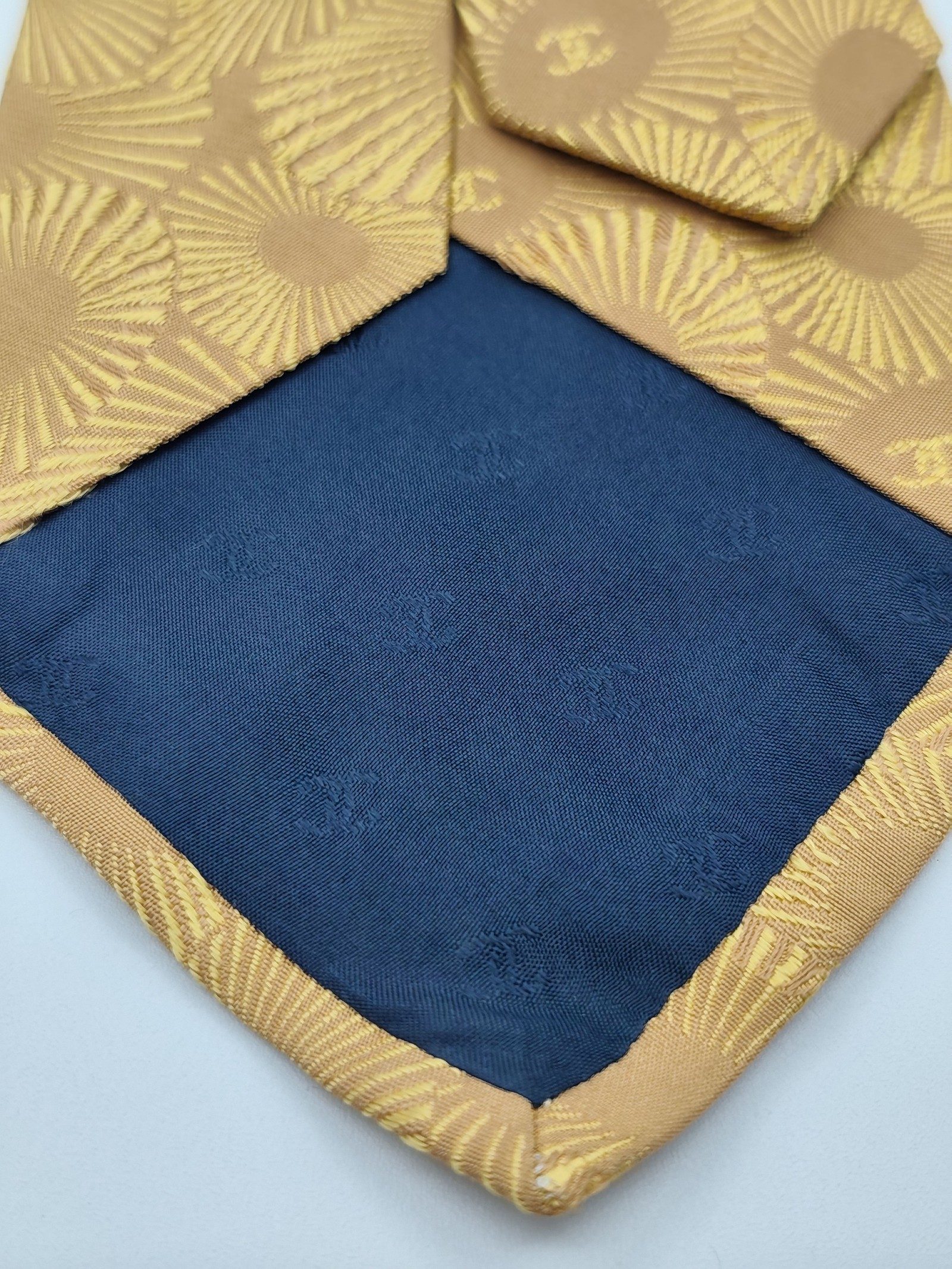 Chanel Gold Silk Logo Pattern Tie image 3