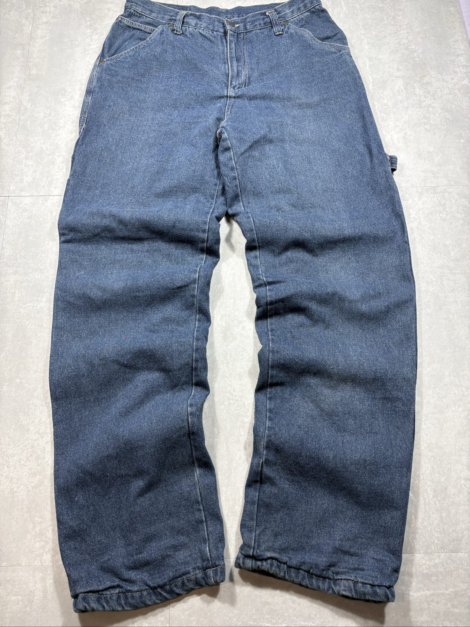 Smith's Blue Flannel-Lined Denim Carpenter Jeans W34/L34
