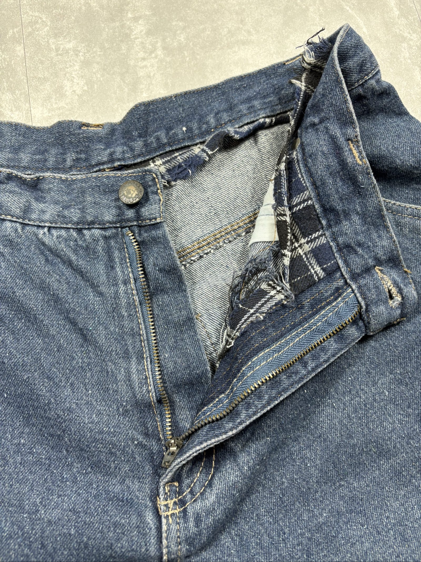 Smith's Blue Flannel-Lined Denim Carpenter Jeans W34/L34 image 7