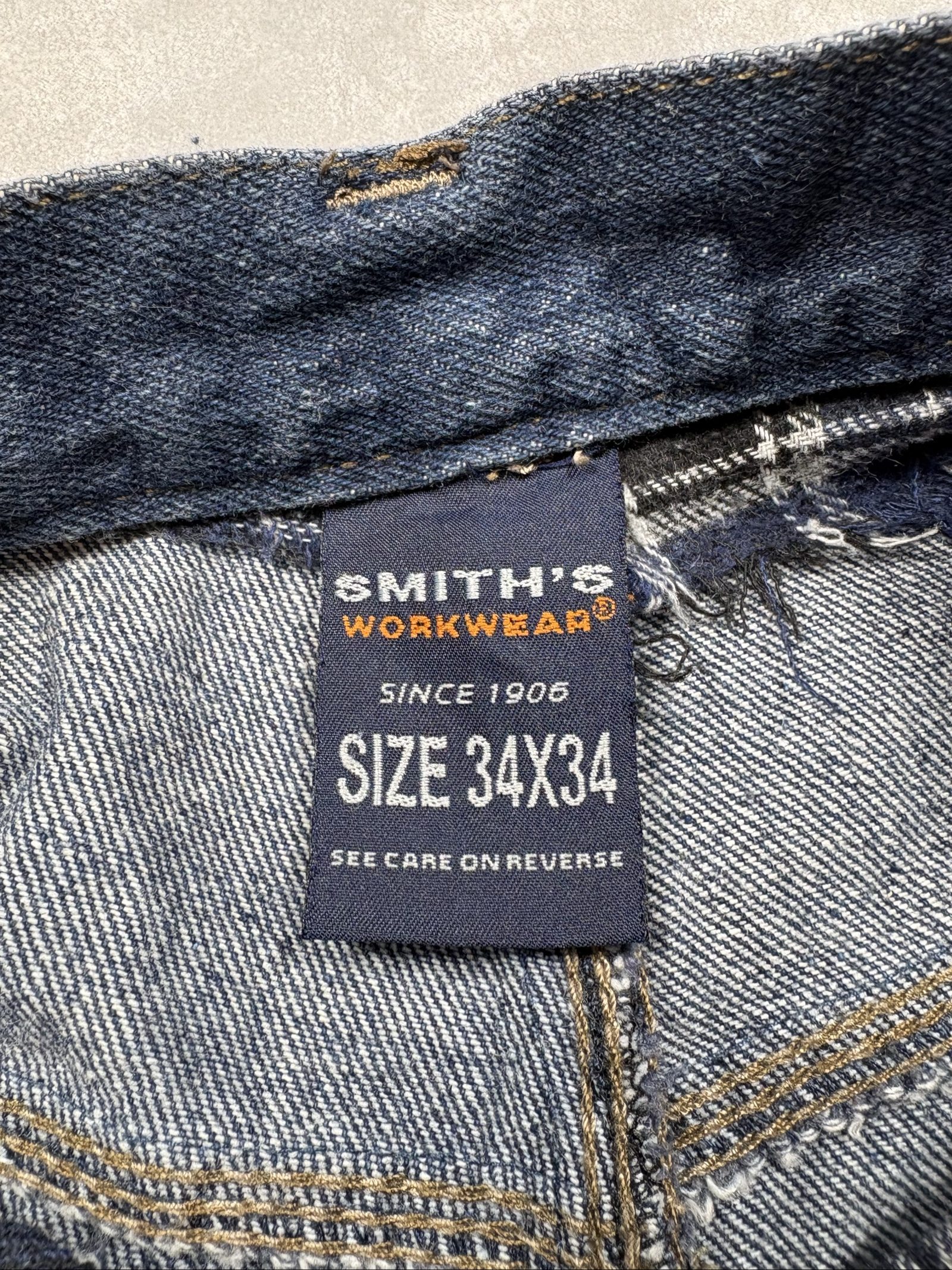 Smith's Blue Flannel-Lined Denim Carpenter Jeans W34/L34 image 8